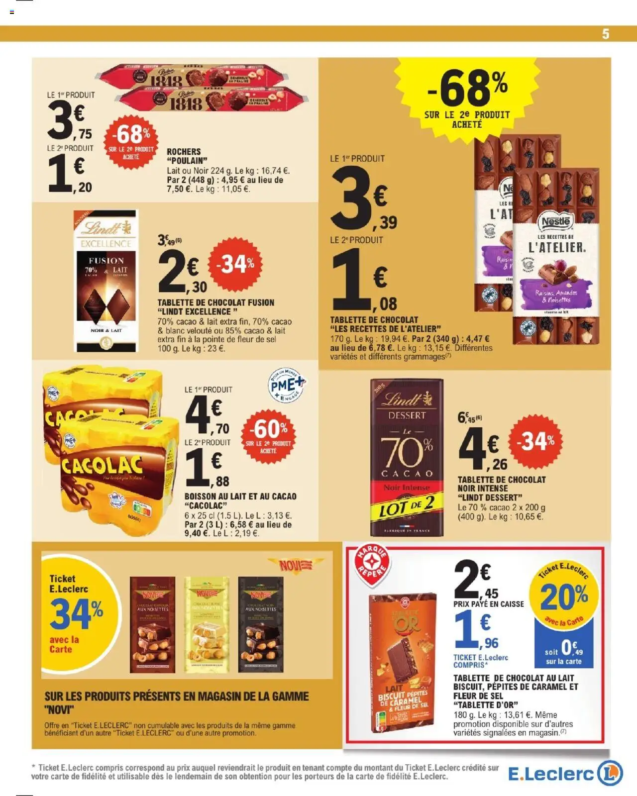 {H1} | Page: 5 | Produits: Tablette, Sel, Lait, Chocolat