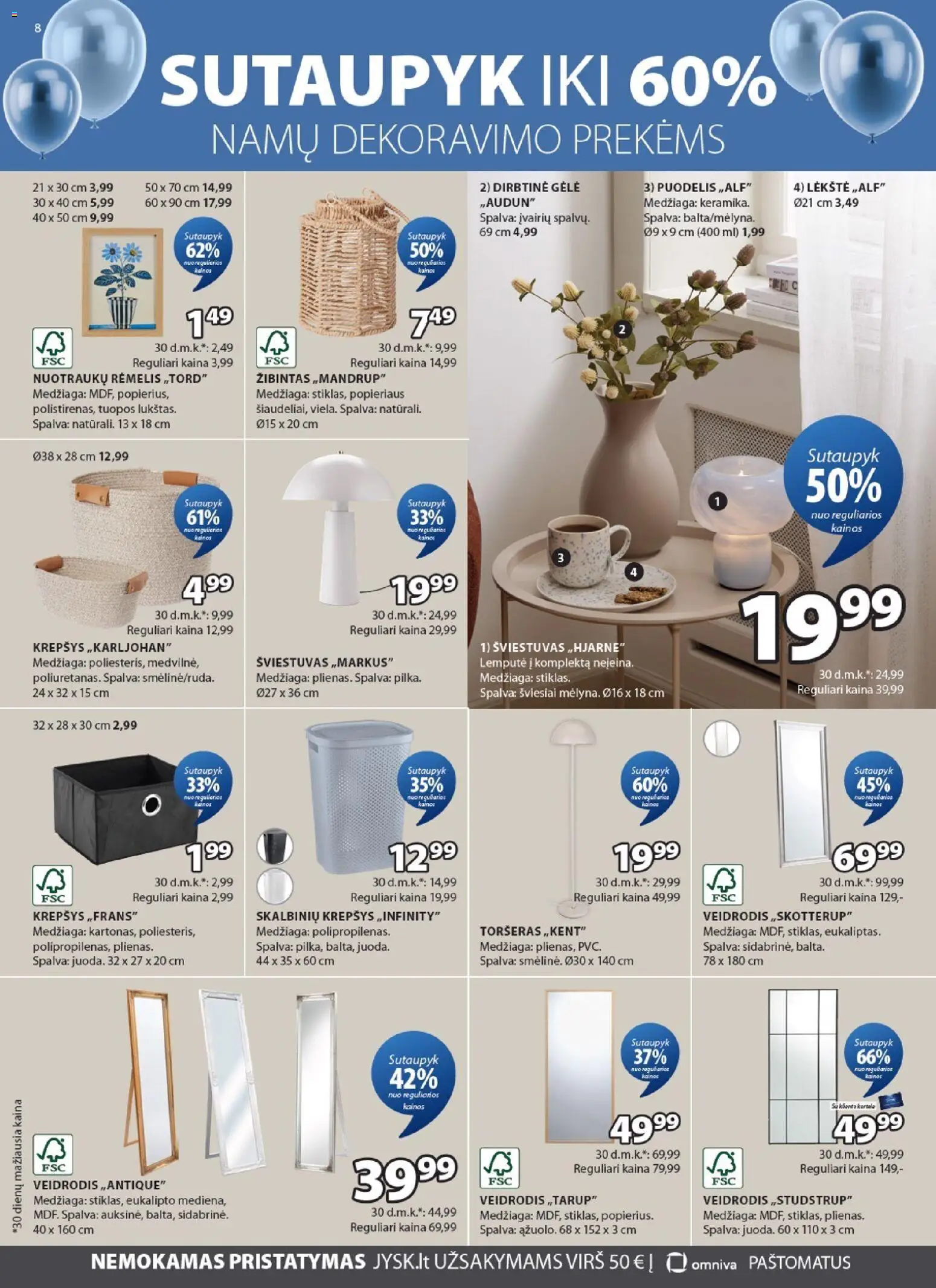 JYSK akcijos nuo 31.03.2026 | Puslapis: 8 | Prekių: Puodelis, Lėkštė, Krepšys, Veidrodis