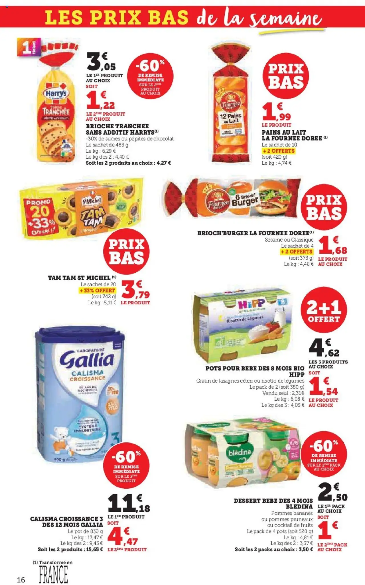 {H1} | Page: 16 | Produits: Pépites de chocolat, Pruneaux, Lait, Bananes