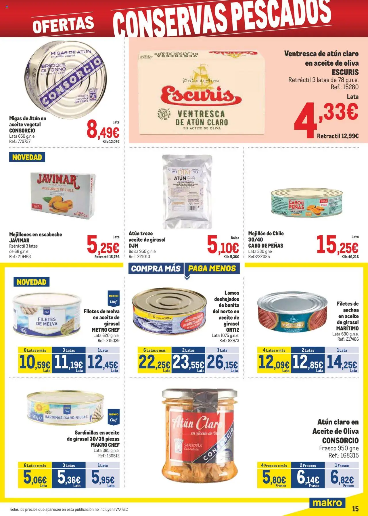 Makro - Precios Centro │ válido desde el 04.08.2025 | Página: 15 | Productos: Aceite, Aceite de oliva, Anchoa, Atún claro