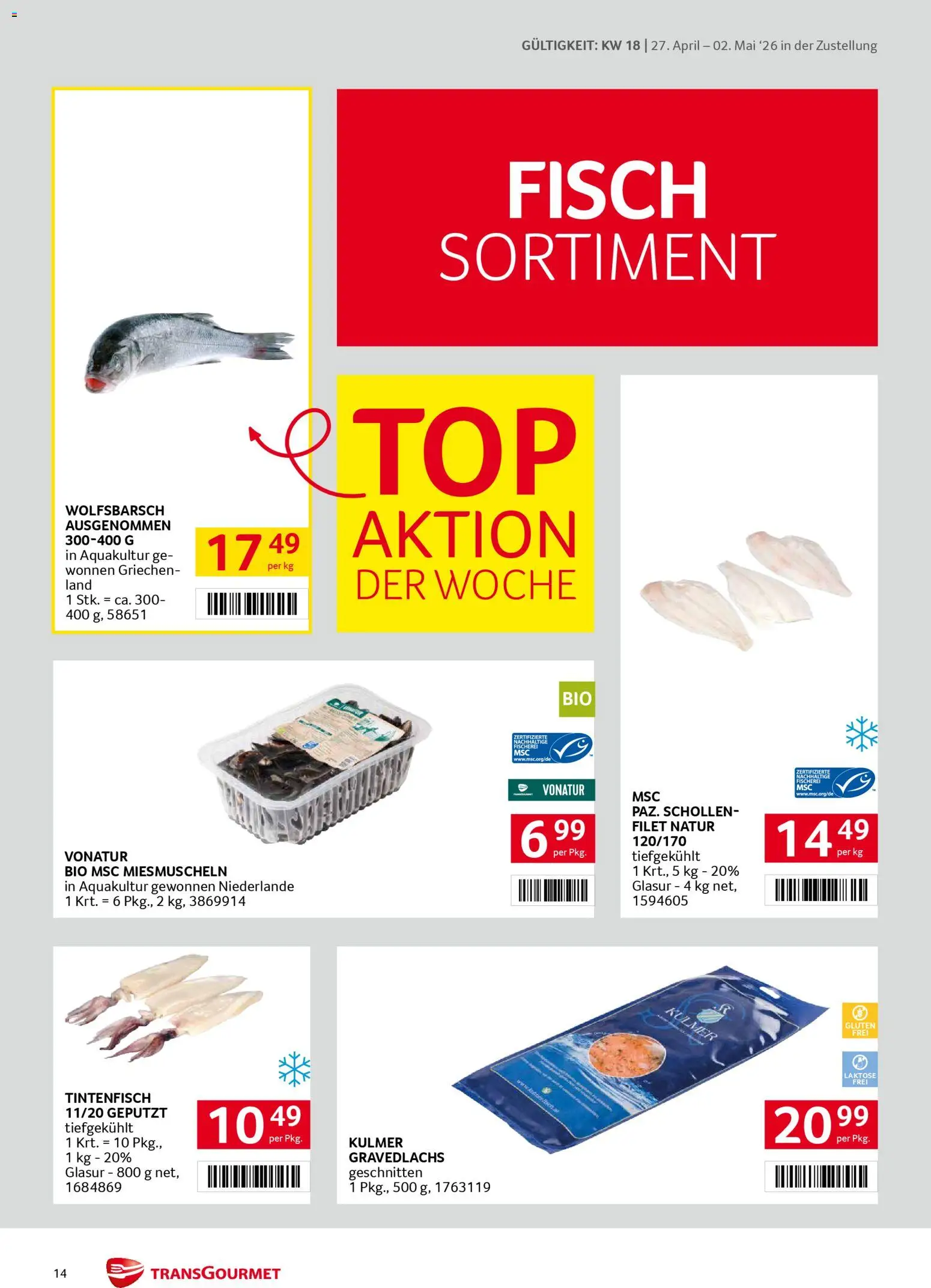 Transgourmet Zustellaktion gültig ab 27.04.2026 | Seite: 14 | Produkte: Fisch