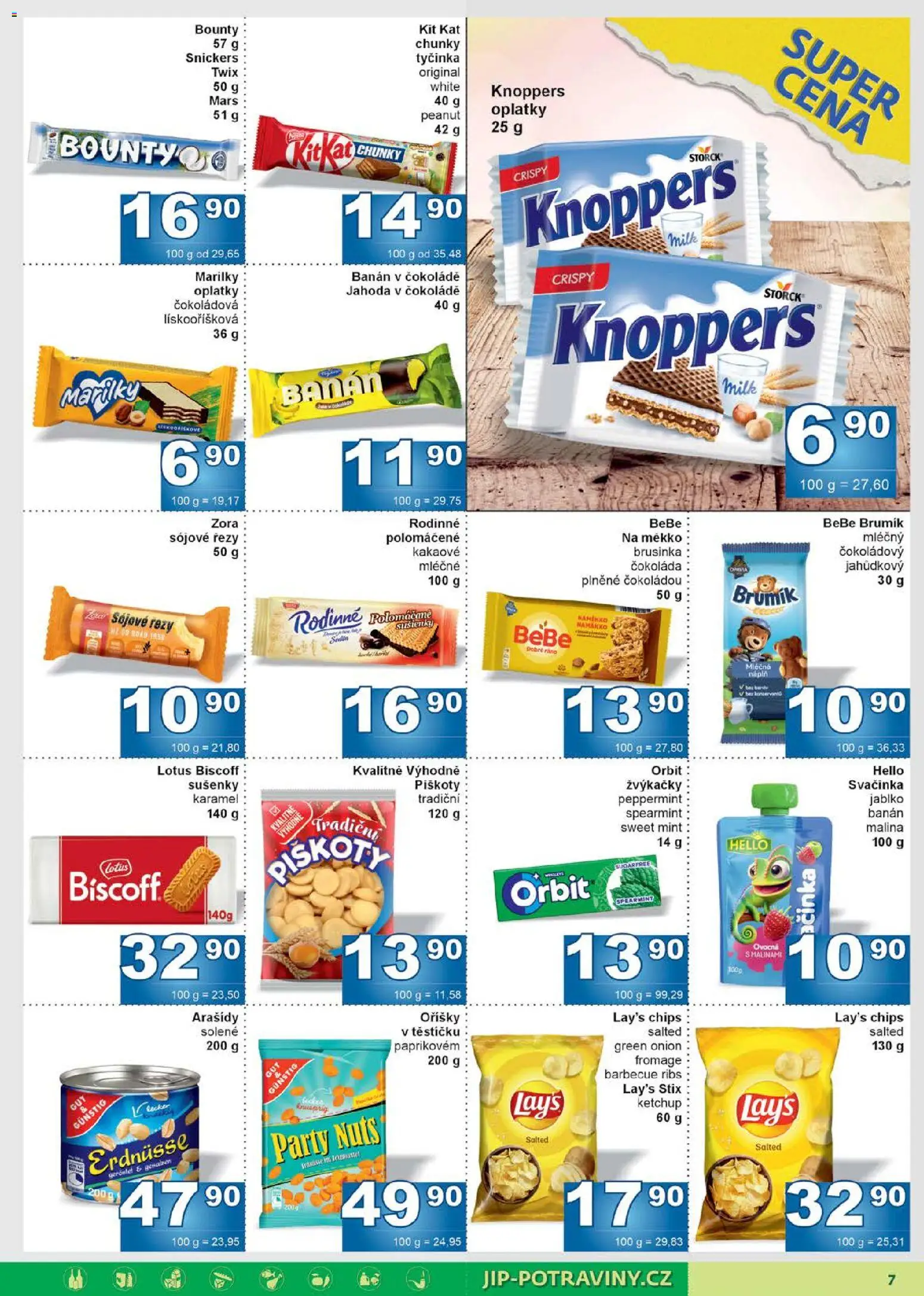 Jip leták od 14.01.2026 | Strana: 7 | Produkty: Čokoláda, Knoppers, Banán, Lotus Biscoff