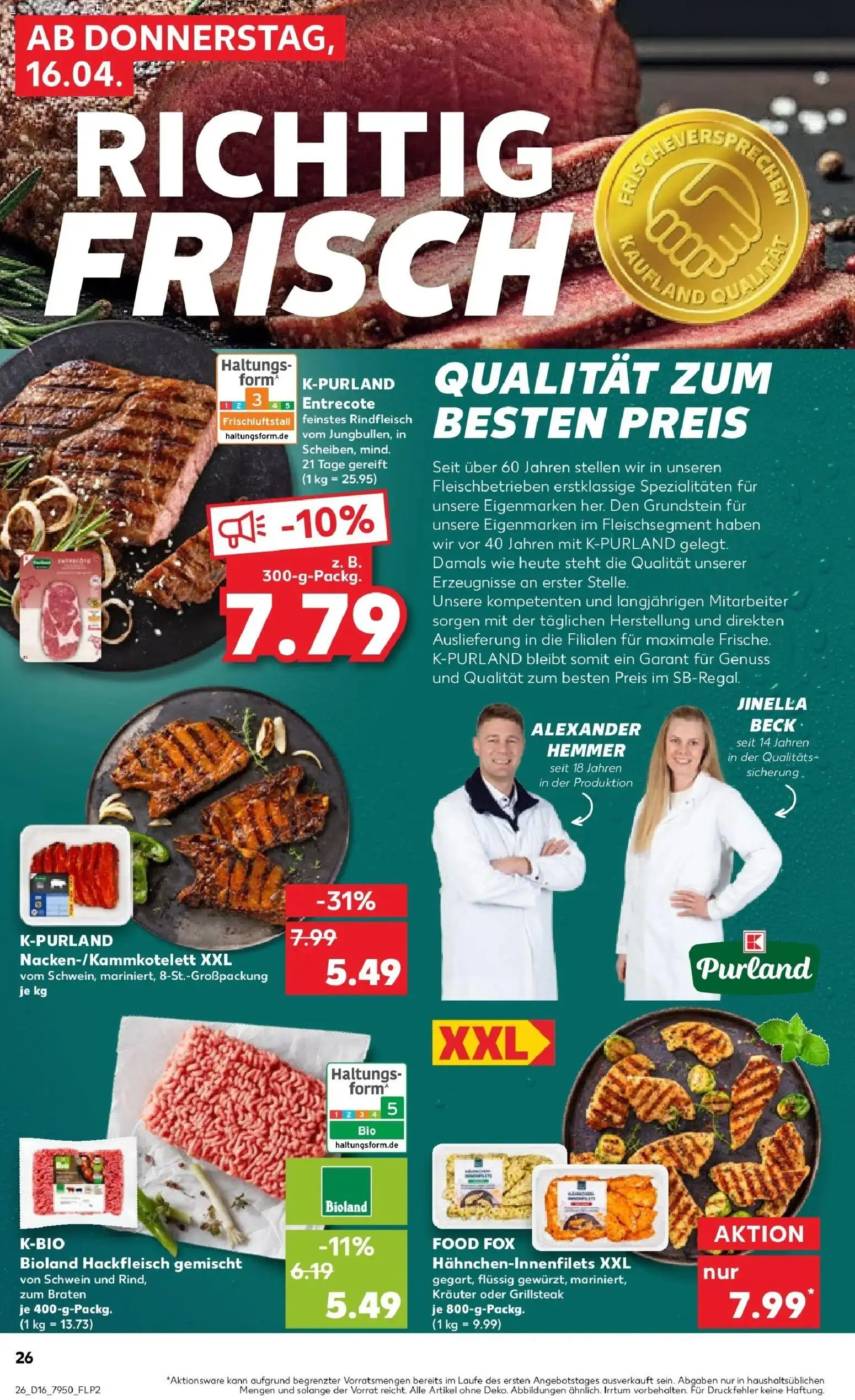 Kaufland Prospekt Uelzen	 – gültig ab 16.04.2026 | Seite: 26 | Produkte: Entrecote, Rindfleisch, Hackfleisch