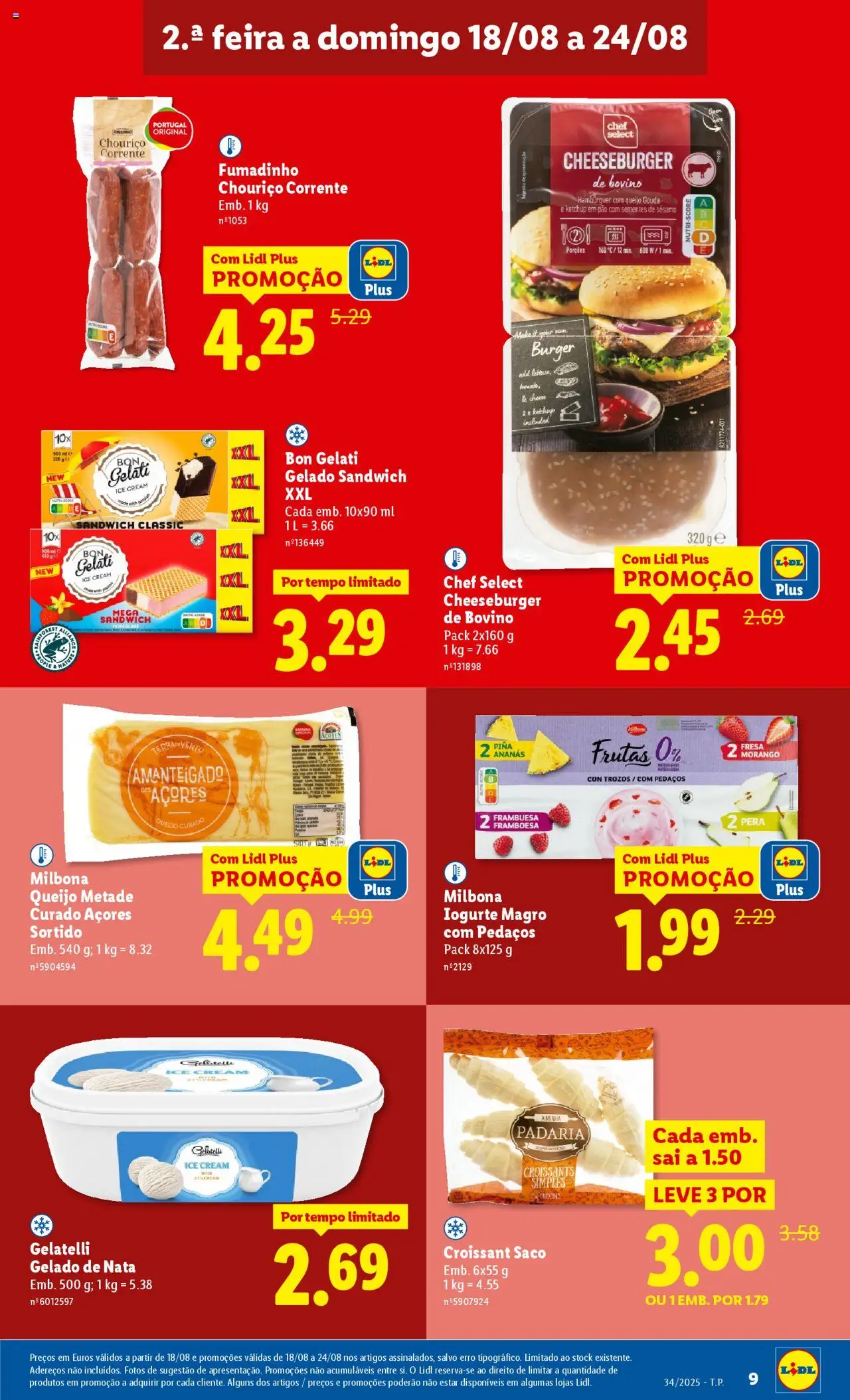 Lidl folheto │ válido de 18.08.2025 | Página: 9 | Produtos: Queijo, Chouriço, Gelado sandwich, Ketchup