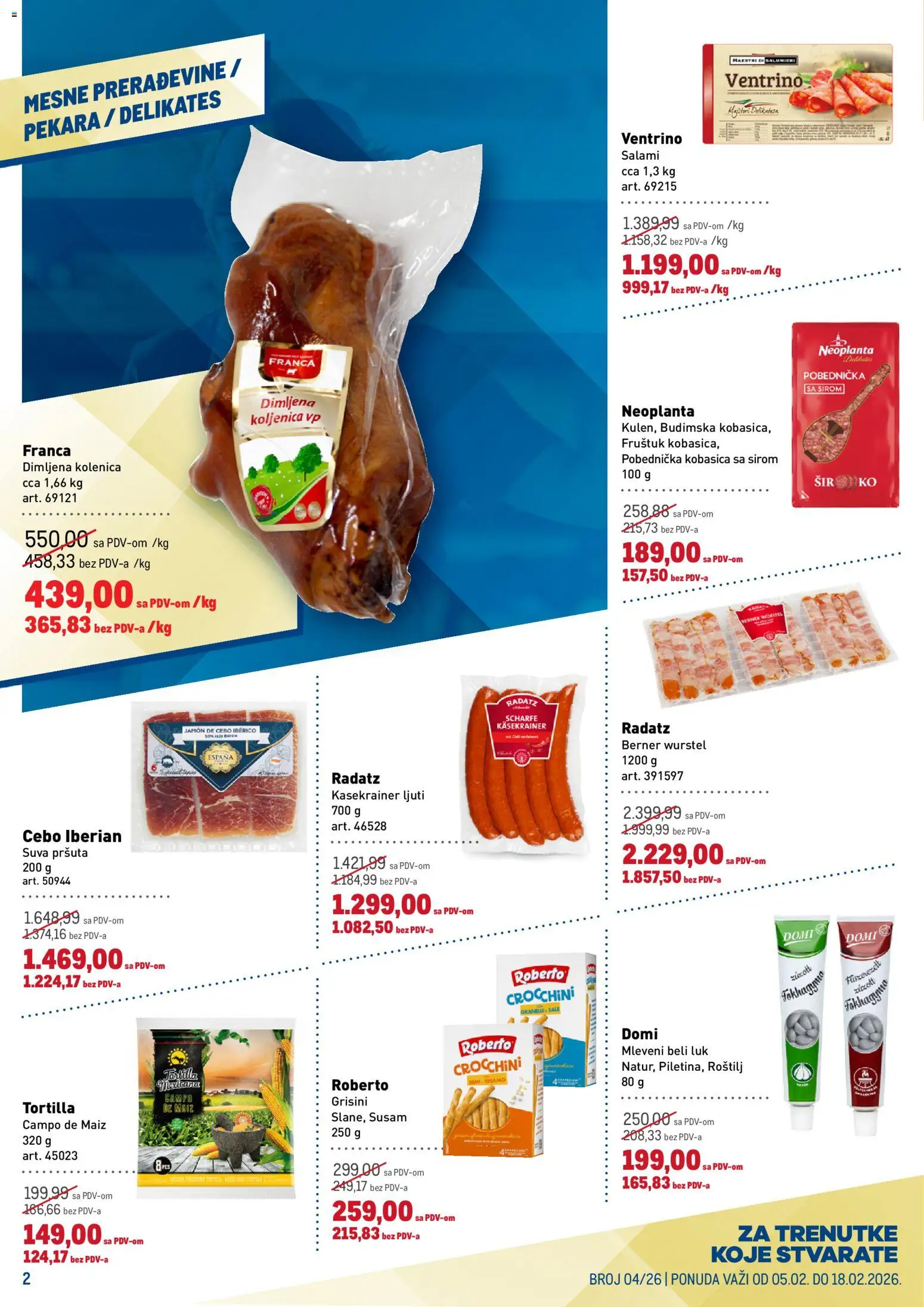 Metro katalog - važi od 05.02.2026 | Strana: 2 | Proizvode: Pekara, Beli luk, Sir, Kobasica