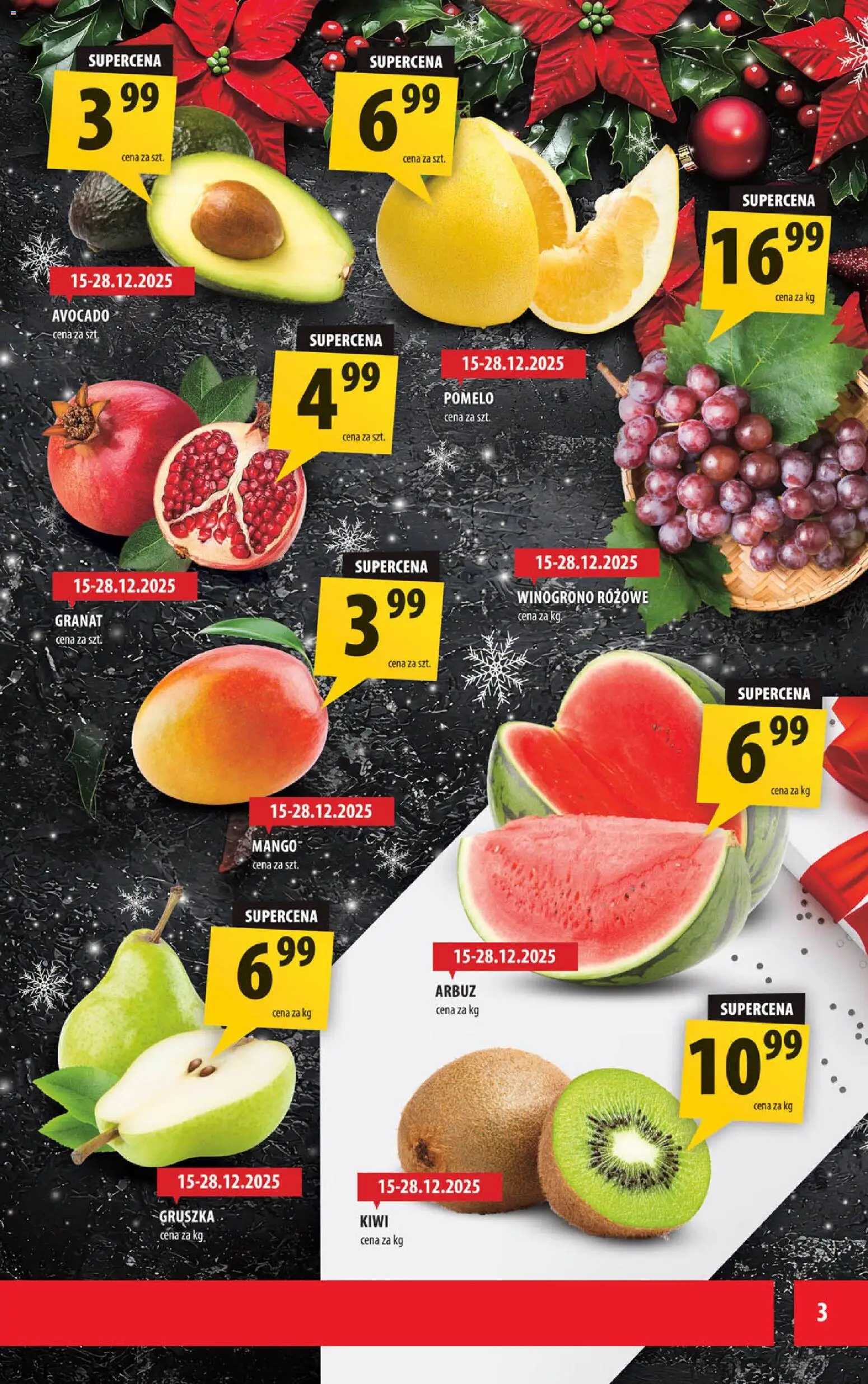 Arhelan Gazetka od 15.12.2025 | Strona: 3 | Produkty: Arbuz, Gruszka, Winogrono, Pomelo