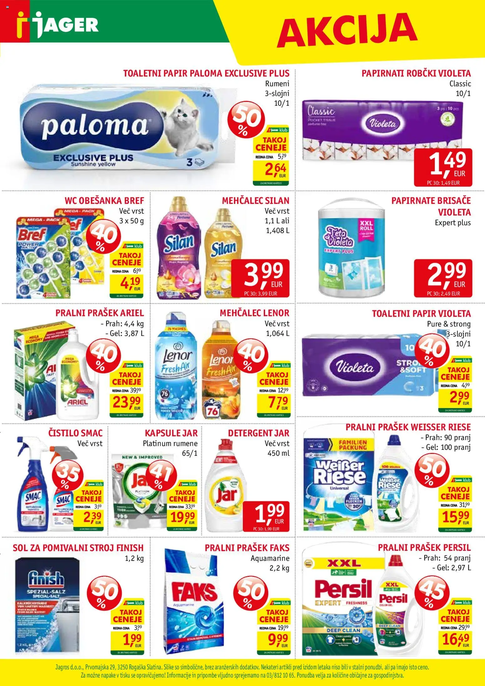 Novi Jager katalog ponudbe – veljaven od 21.01.2026 | Stran: 15 | Izdelki: Mehčalec, Pralni prašek, Papirnate brisače, Tonnelle