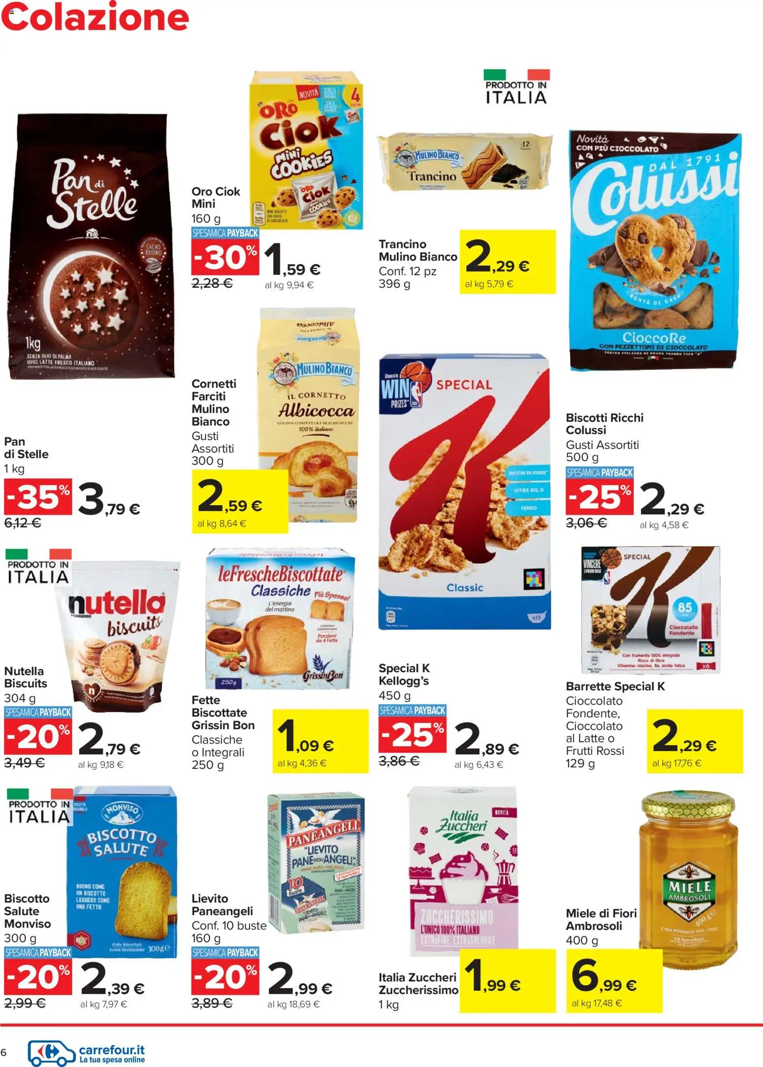 Volantino Carrefour del 27.11.2025 | Pagina: 6 | Prodotti: Pane, Cioccolato, Olio, Nutella