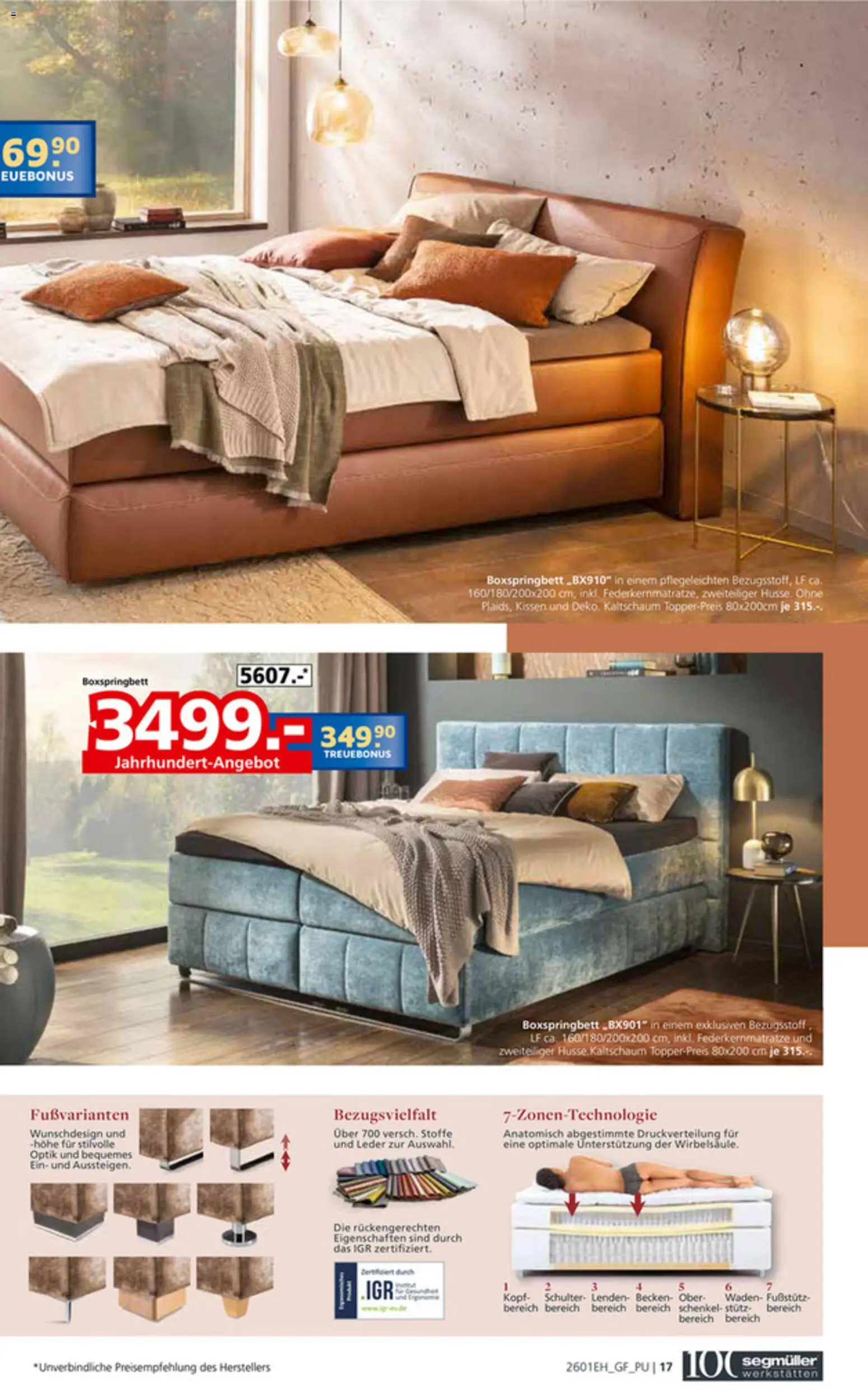 Segmüller Bestes Handwerk aus Bayern  – gültig ab 27.12.2025 | Seite: 17 | Produkte: Kissen, Boxspringbett