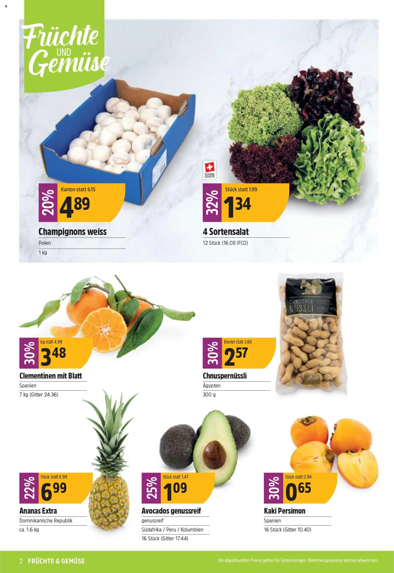 TopCC Aktionen – gültig ab 03.11.2025 | Seite: 2 | Produkte: Champignons, Ananas, Kaki, Früchte