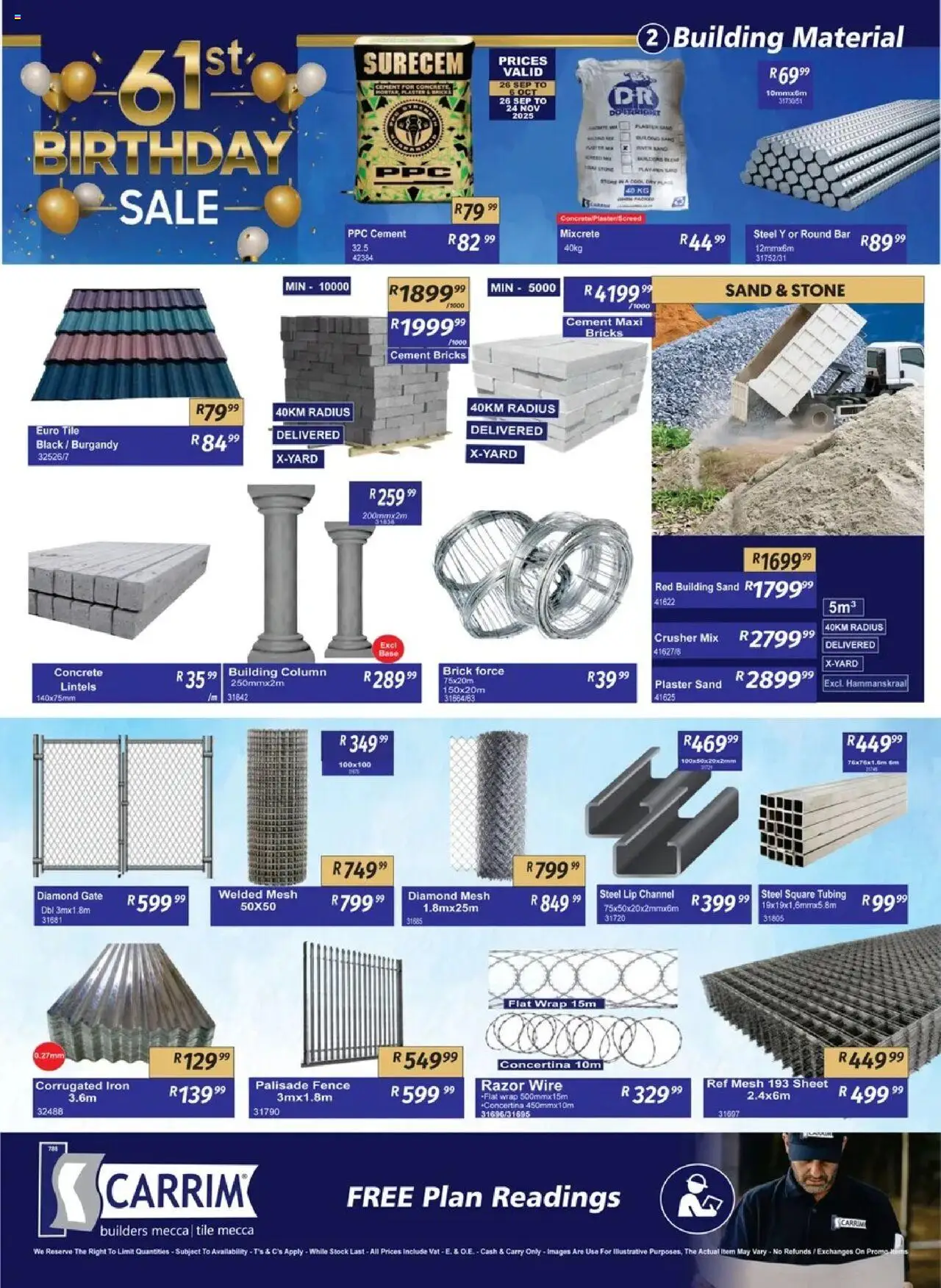 New K. Carrim catalogue – valid from 26.09.2025 | Page: 2 | Products: Iron, Gate, Plaster, Stock