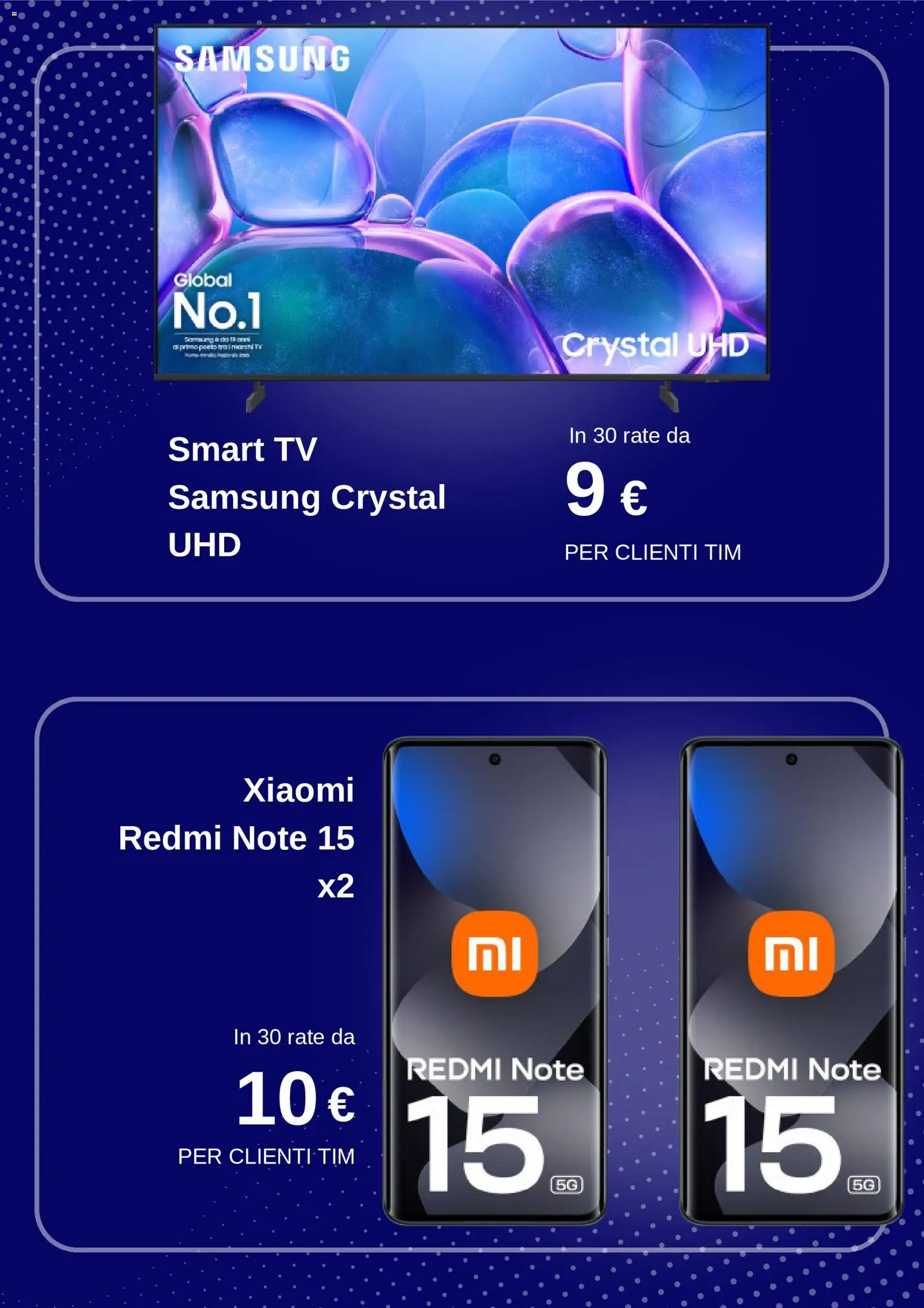 Volantino TIM del 13.04.2026 | Pagina: 3 | Prodotti: Xiaomi, smart TV, TV, Samsung