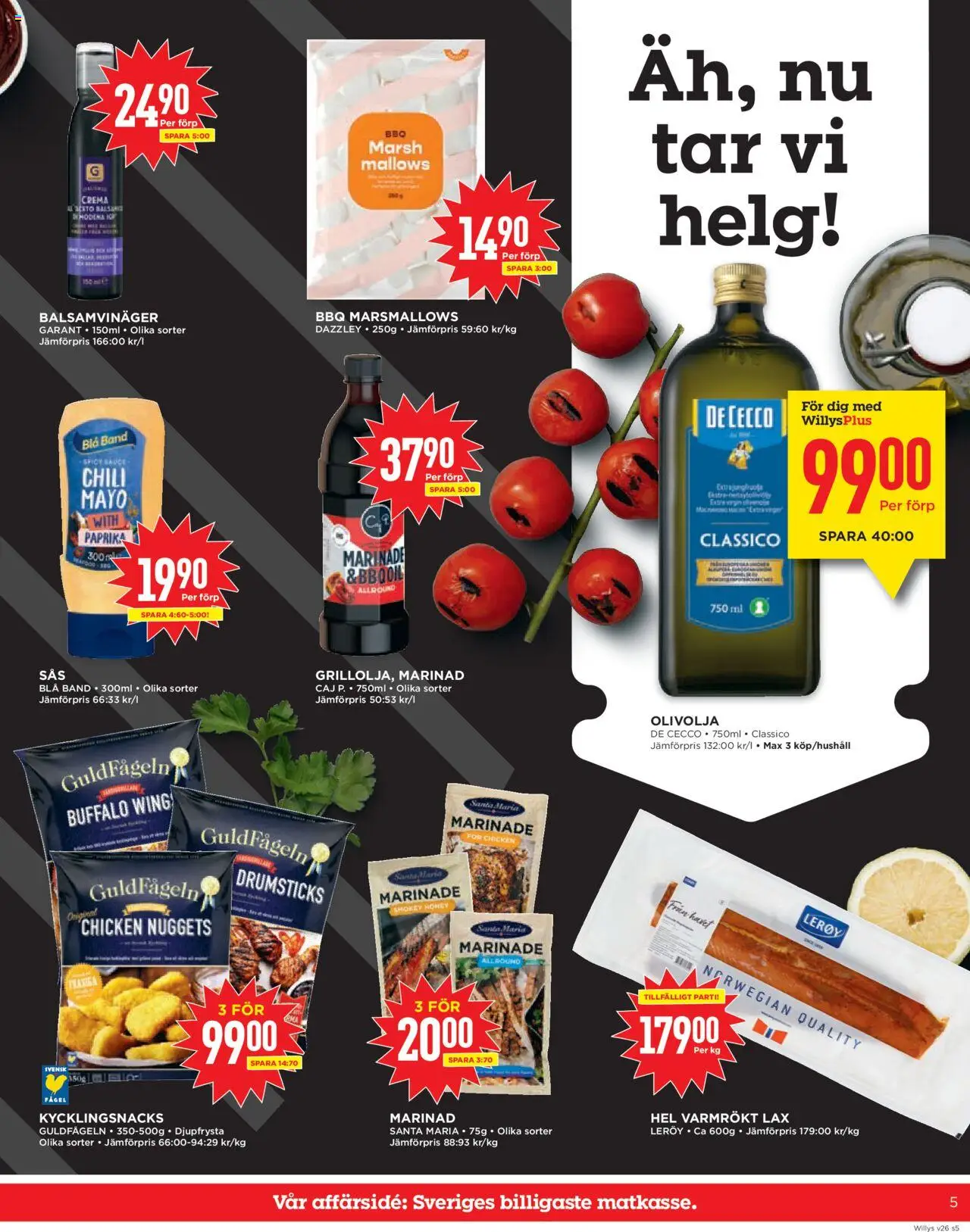 Willys reklamblad aktuell från 23.06.2025 | Sida: 5 | Produkter: Marinad, Lax, Olivolja, Chili
