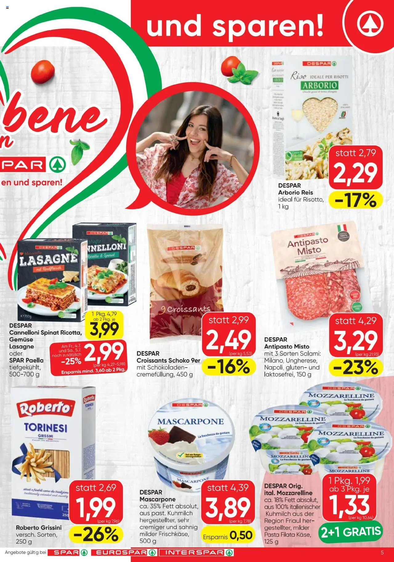 Spar Flugblatt gültig ab 03.07.2025 | Seite: 5 | Produkte: Gemüse, Salami, Reis, Rindfleisch