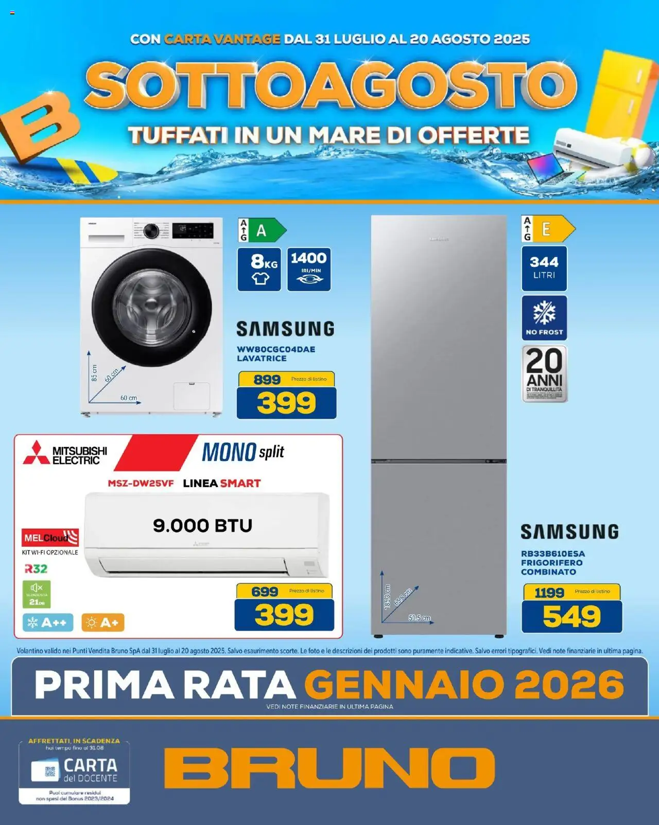 Volantino BRUNO del 31.07.2025 | Pagina: 2 | Prodotti: Lavatrice, Frigorifero, Frigorifero combinato, Samsung