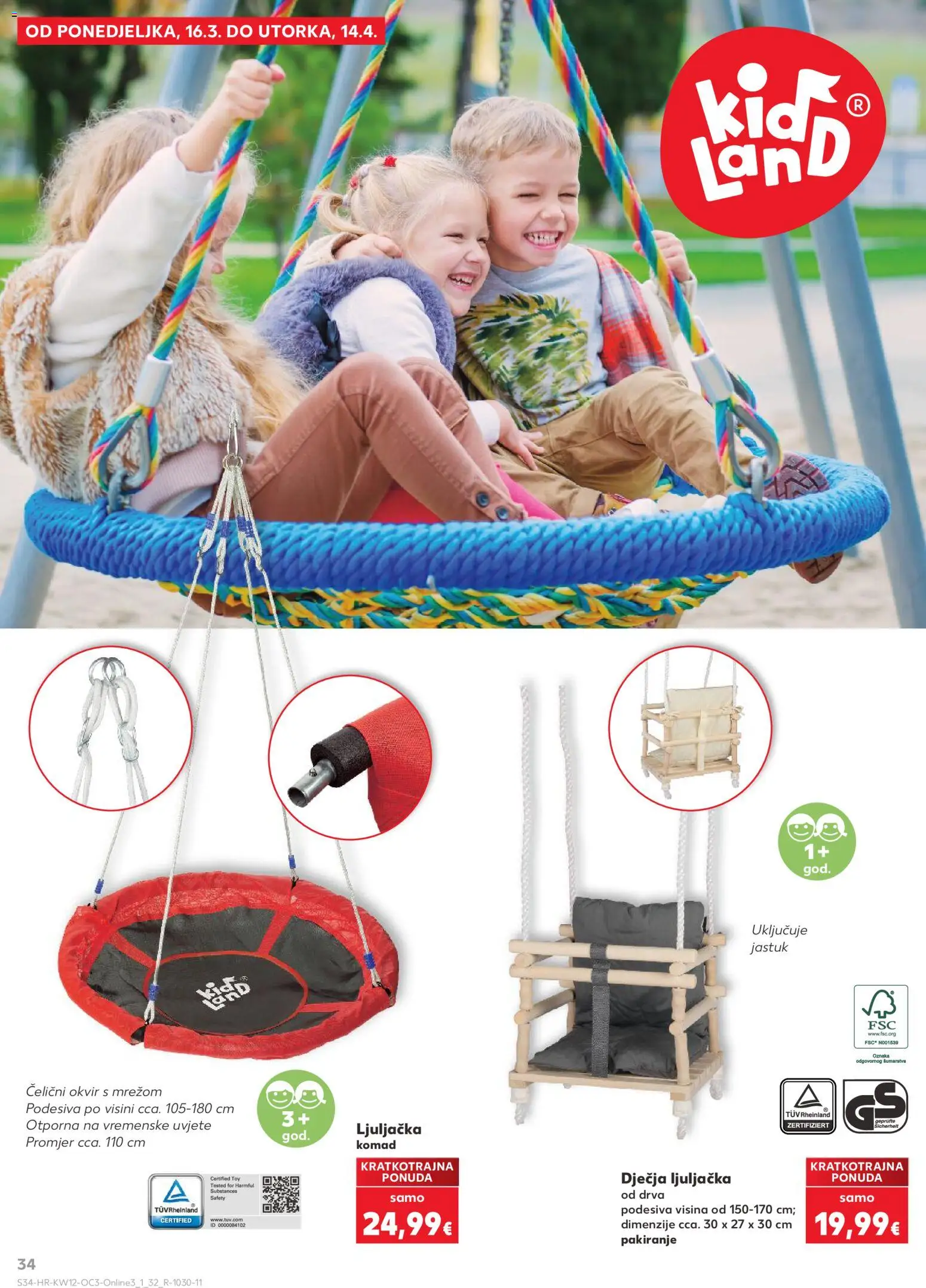 Kaufland katalog | vrijedi od 16.03.2026 | Stranica: 34 | Proizvodi: Jastuk, Ljuljačka