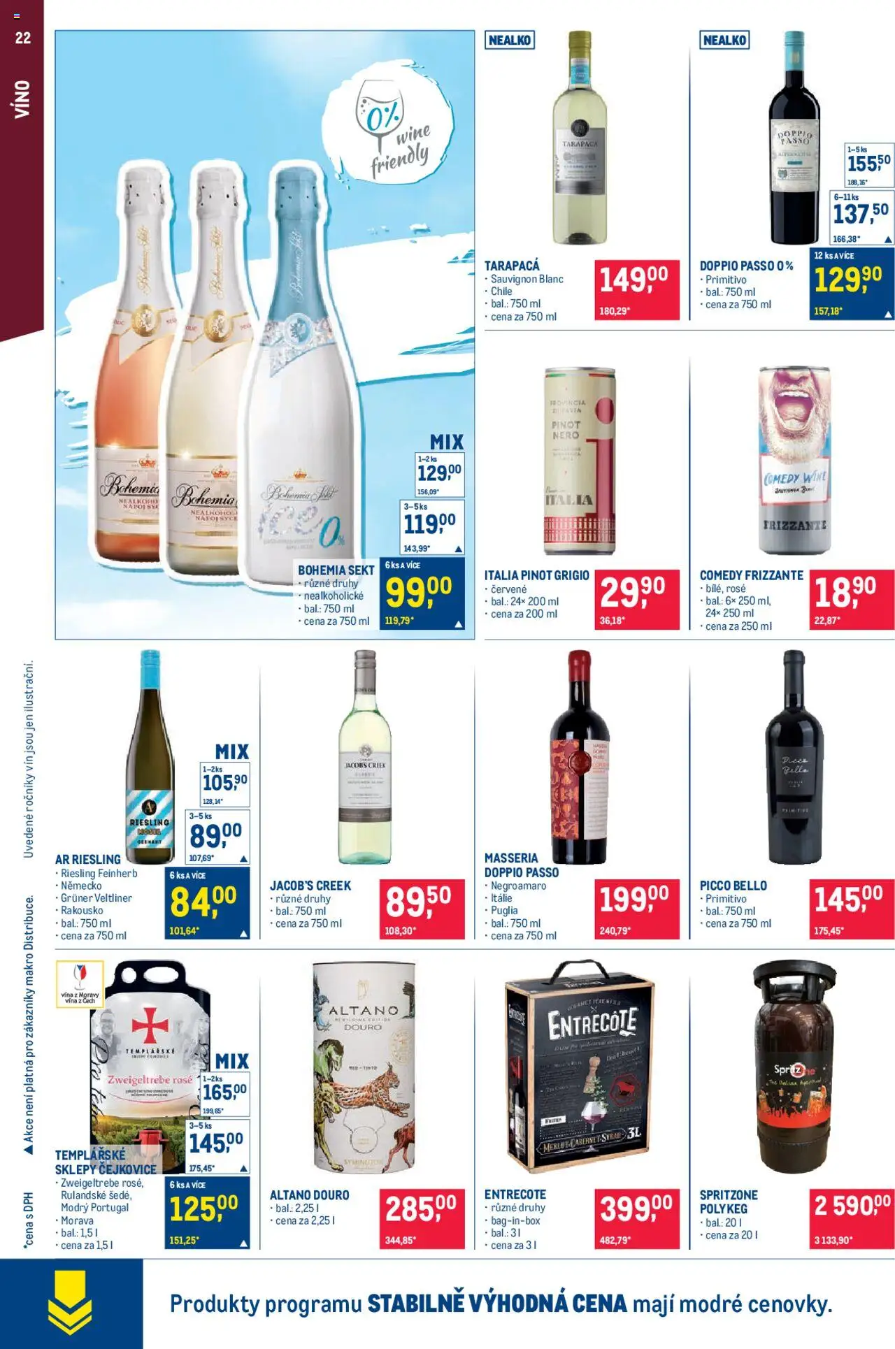 Makro leták - Pro milovníky jídla od 18.06.2025 | Strana: 22 | Produkty: Bohemia sekt, Víno, Jacobs, Nealko víno