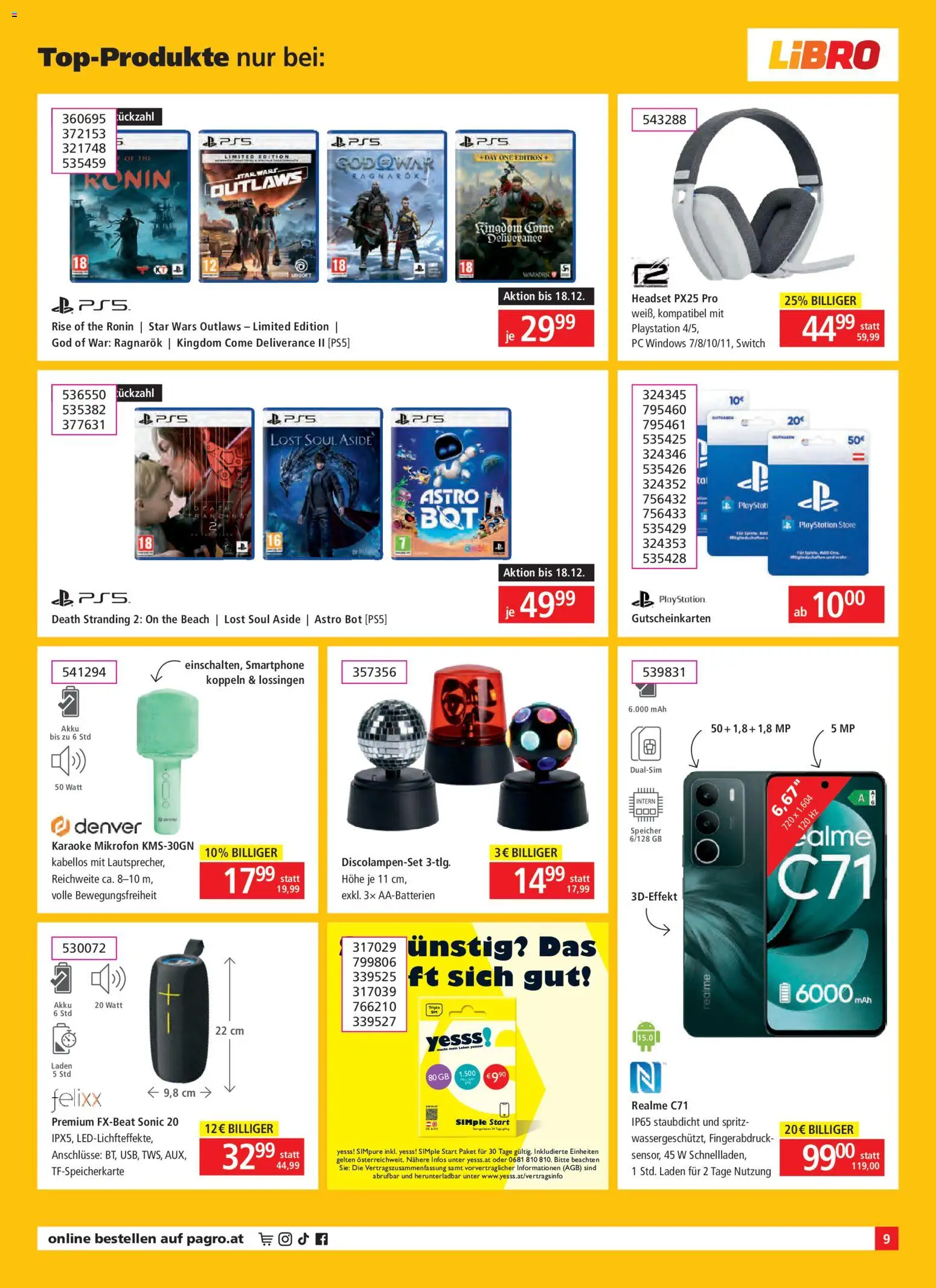 Pagro-Diskont Flugblatt gültig ab 11.12.2025 | Seite: 9 | Produkte: Smartphone, PC, Playstation, Mikrofon