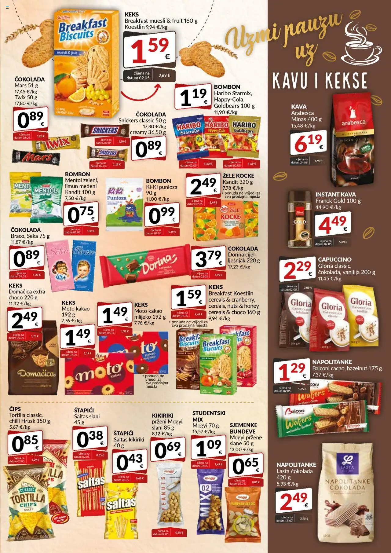 Bakmaz katalog | vrijedi od 18.08.2025 | Stranica: 5 | Proizvodi: Dorina, Mlijeko, Čips, Sjemenke
