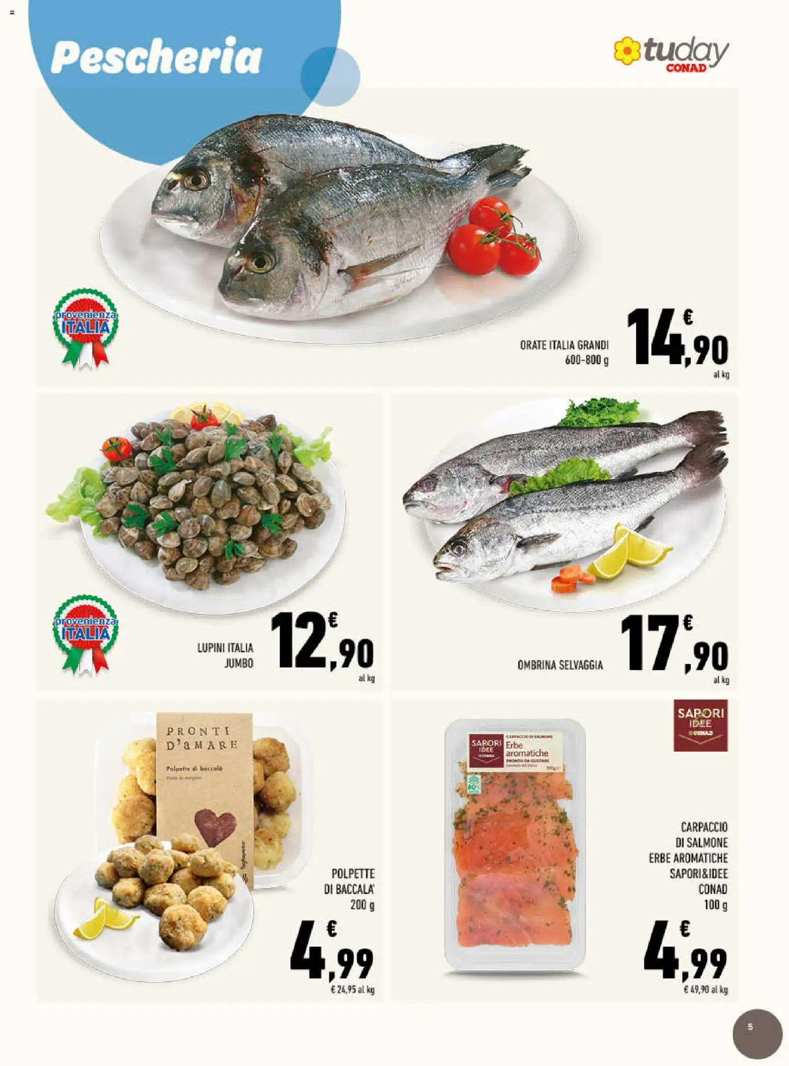 Volantino Conad del 22.04.2026 | Pagina: 5 | Prodotti: Lupini, Salmone, Polpette