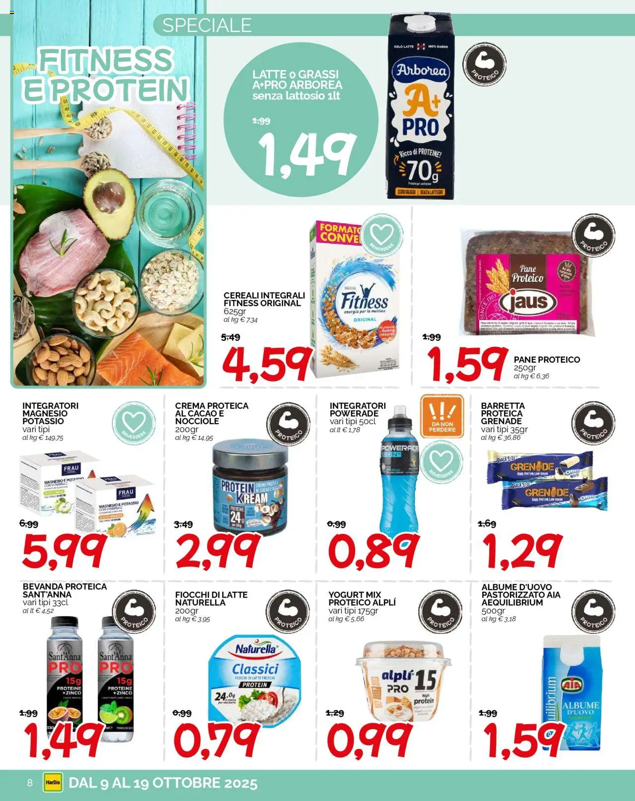 Volantino HarDis del 09.10.2025 | Pagina: 8 | Prodotti: Pane, Latte, Barretta, Cacao