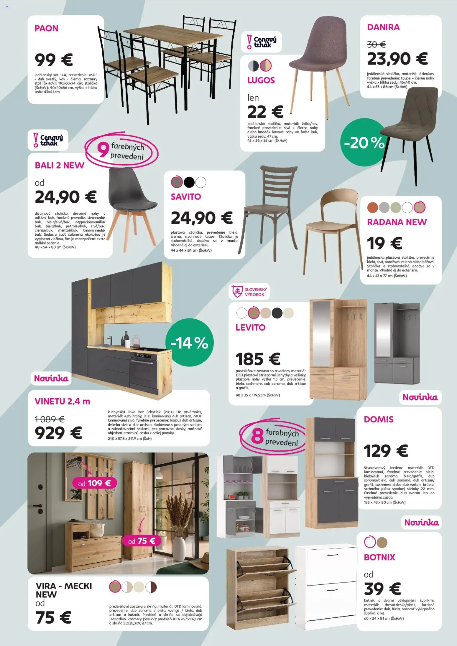 Nové Kondela akcie – leták je platný od 11.02.2026 | Strana: 7 | Produkty: Kuchynská linka, Skriňa, Predsieňová zostava, Stôl