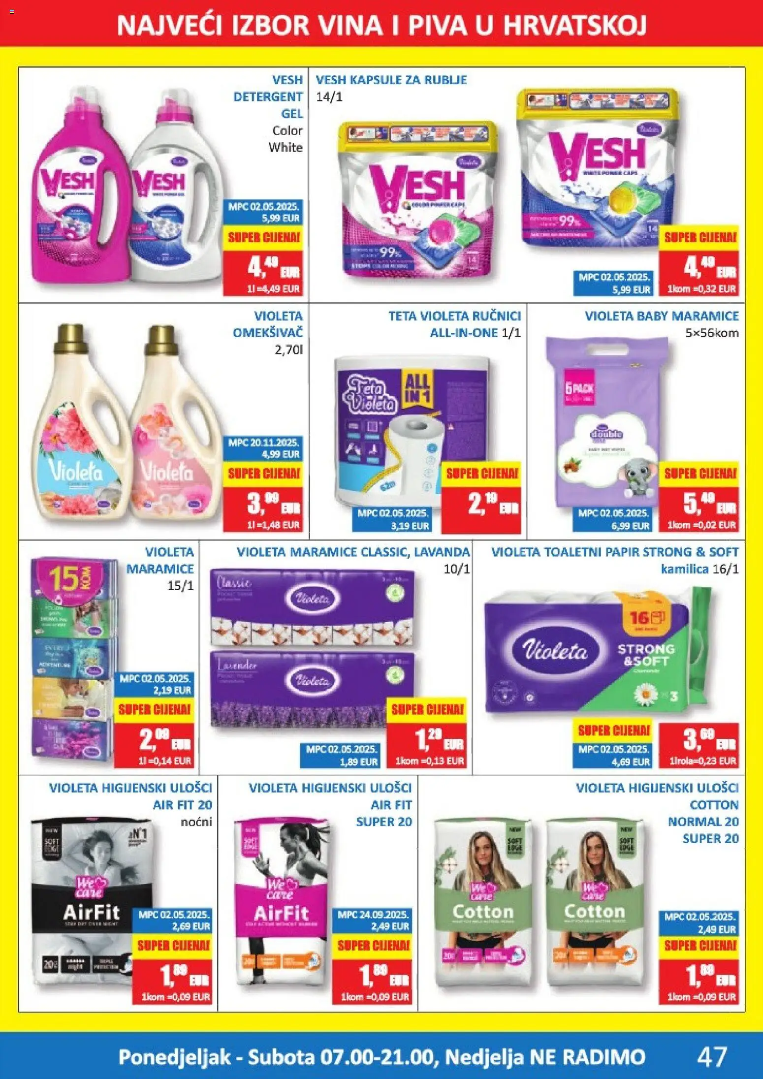 Vrutak katalog | vrijedi od 15.12.2025 | Stranica: 47 | Proizvodi: Higijenski ulošci, Omekšivač, Toaletni papir, Violeta