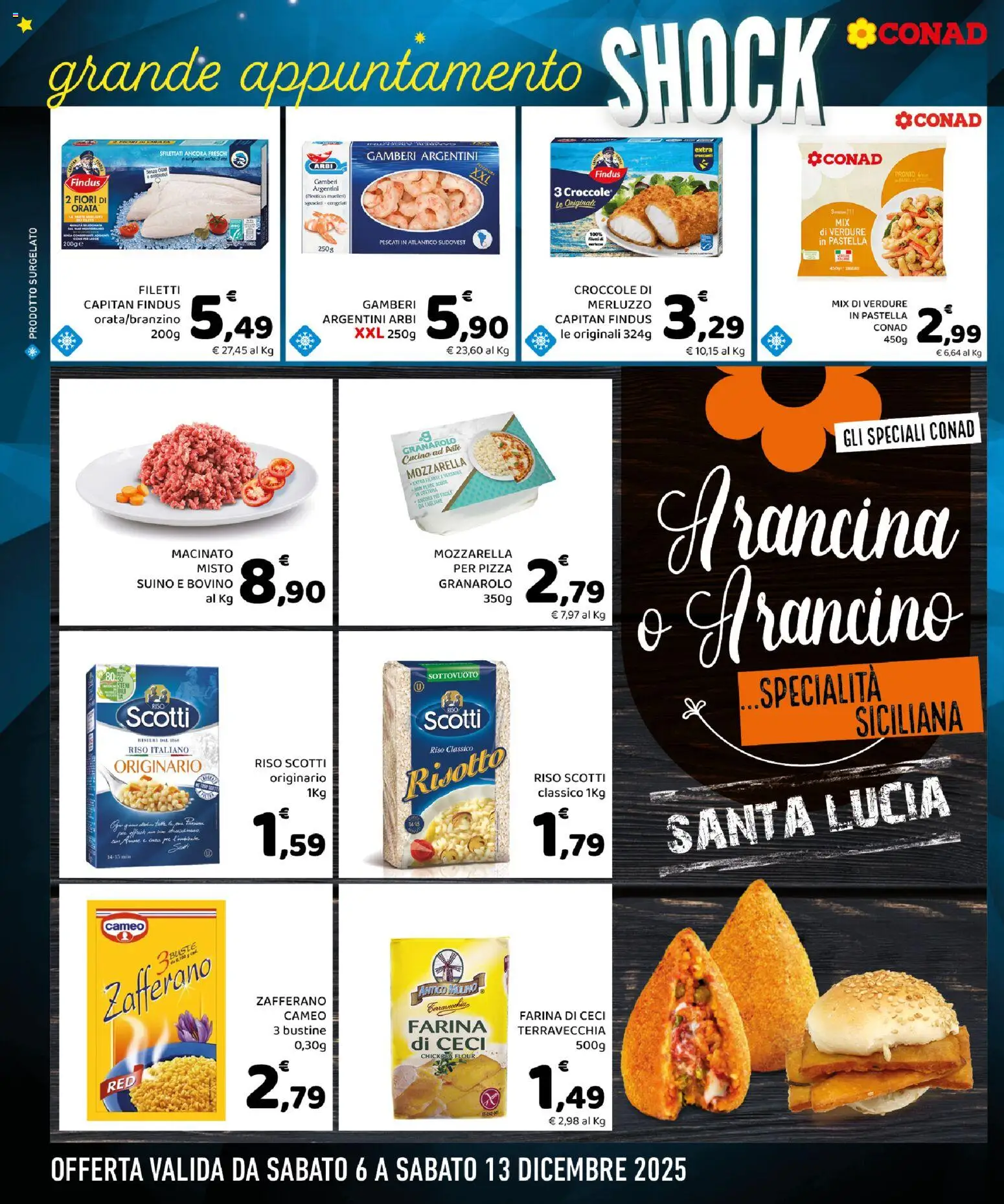 Volantino Conad del 06.12.2025 | Pagina: 6 | Prodotti: Riso, Merluzzo, Gamberi, Verdure
