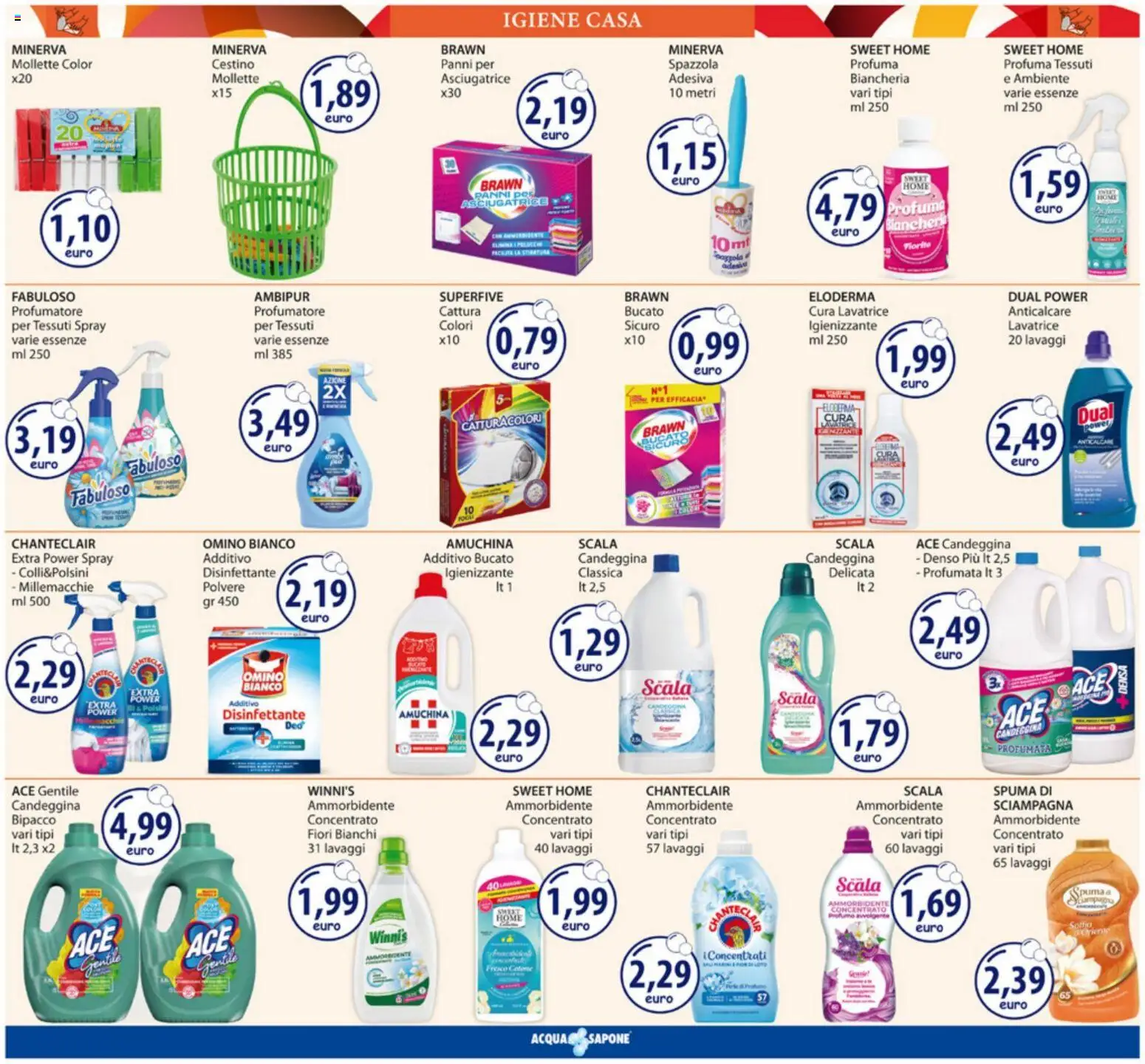 Volantino Acqua e Sapone del 23.03.2026 | Pagina: 19 | Prodotti: Spazzola, Candeggina, Anticalcare, Asciugatrice