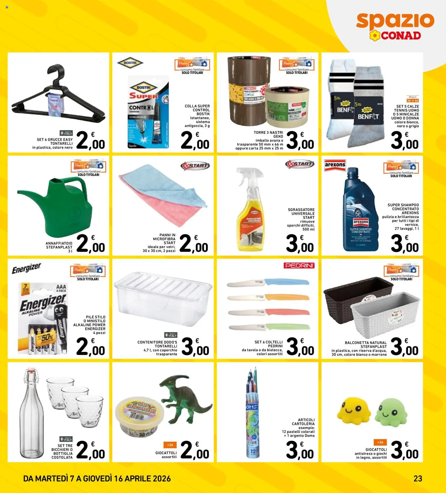 Volantino Spazio Conad del 07.04.2026 | Pagina: 23 | Prodotti: Pile, Shampoo, Sgrassatore, Pastelli