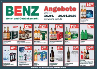 Benz Getränke Prospekt 	 ab 16.04.2026 gültig