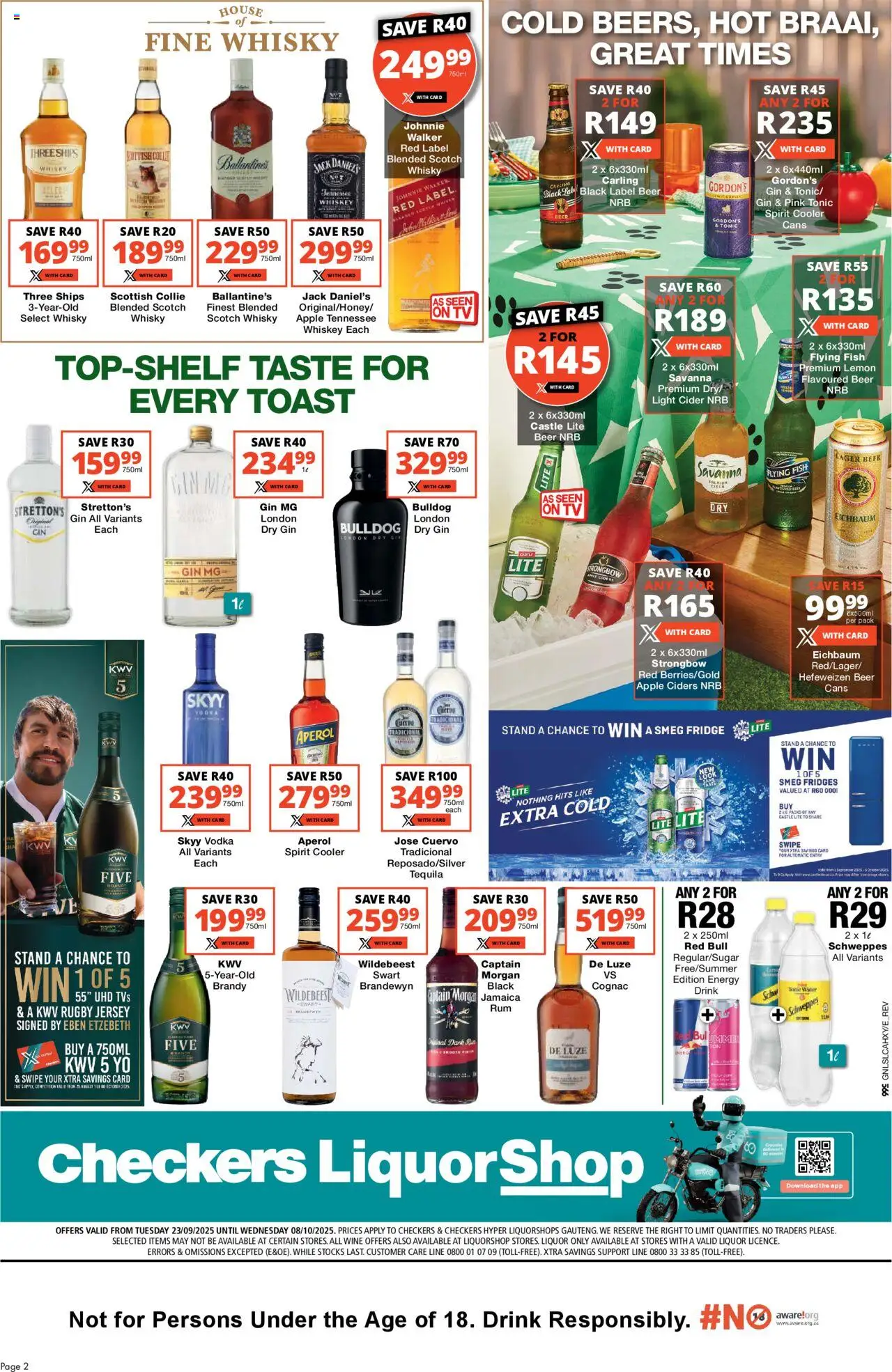 New Checkers catalogue – valid from 23.09.2025 | Page: 2 | Products: Jersey, Brandy, Cider, Gin