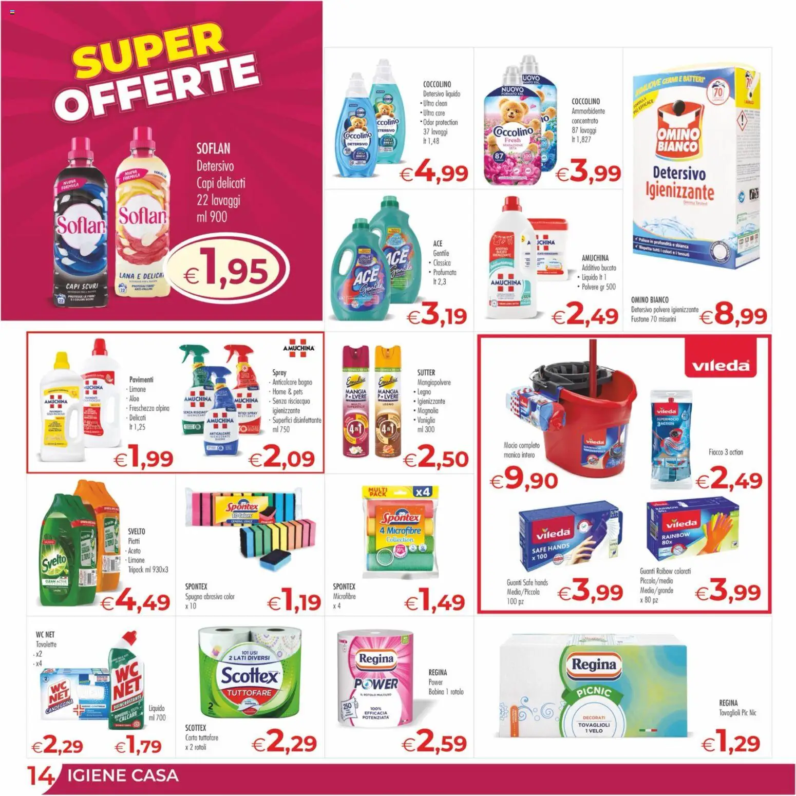 Volantino MerSi Supermercati del 08.04.2026 | Pagina: 14 | Prodotti: Ammorbidente, Candeggina, Limone, Aceto