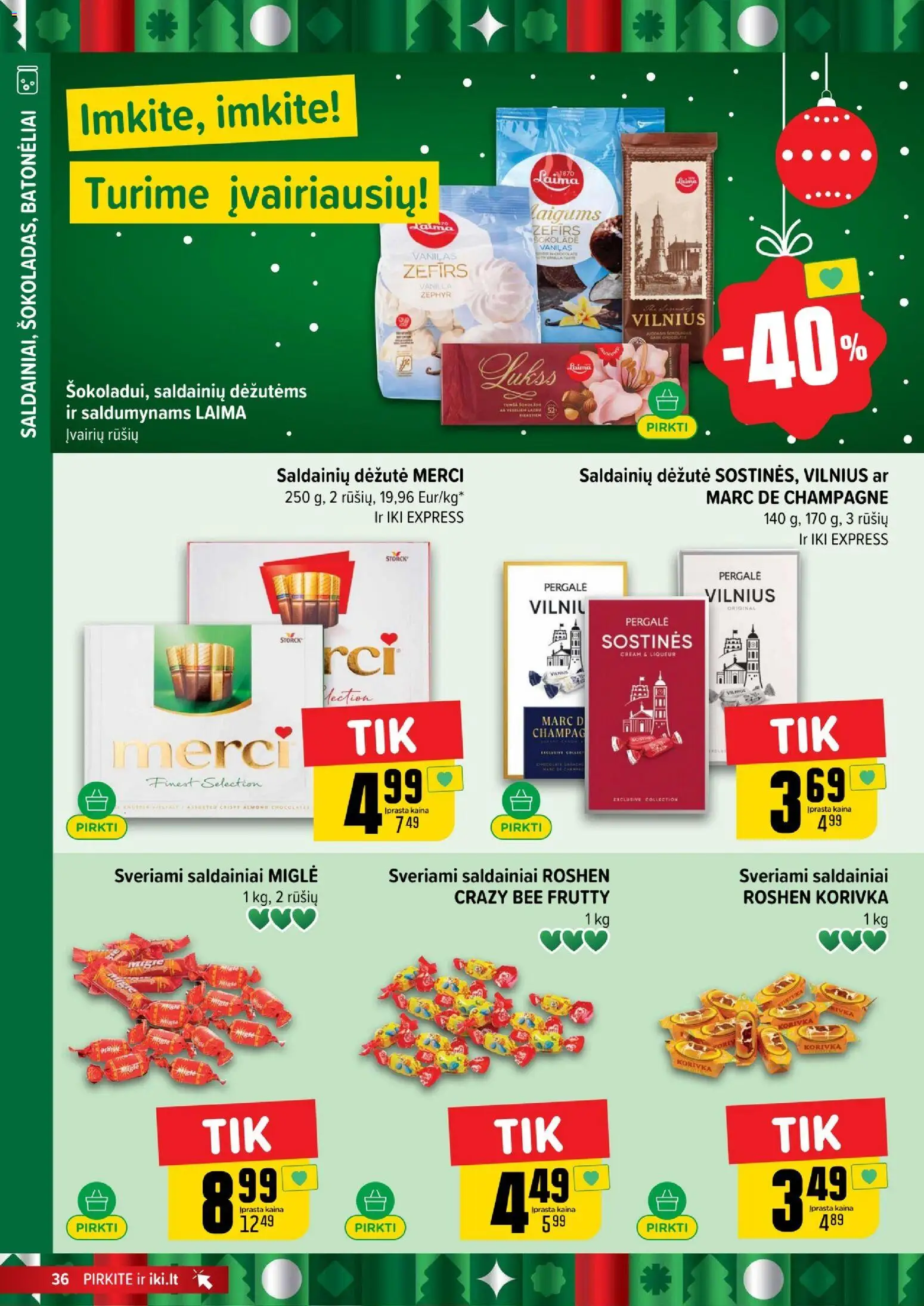 IKI akcijos nuo 29.12.2025 | Puslapis: 36 | Prekių: Saldainiai