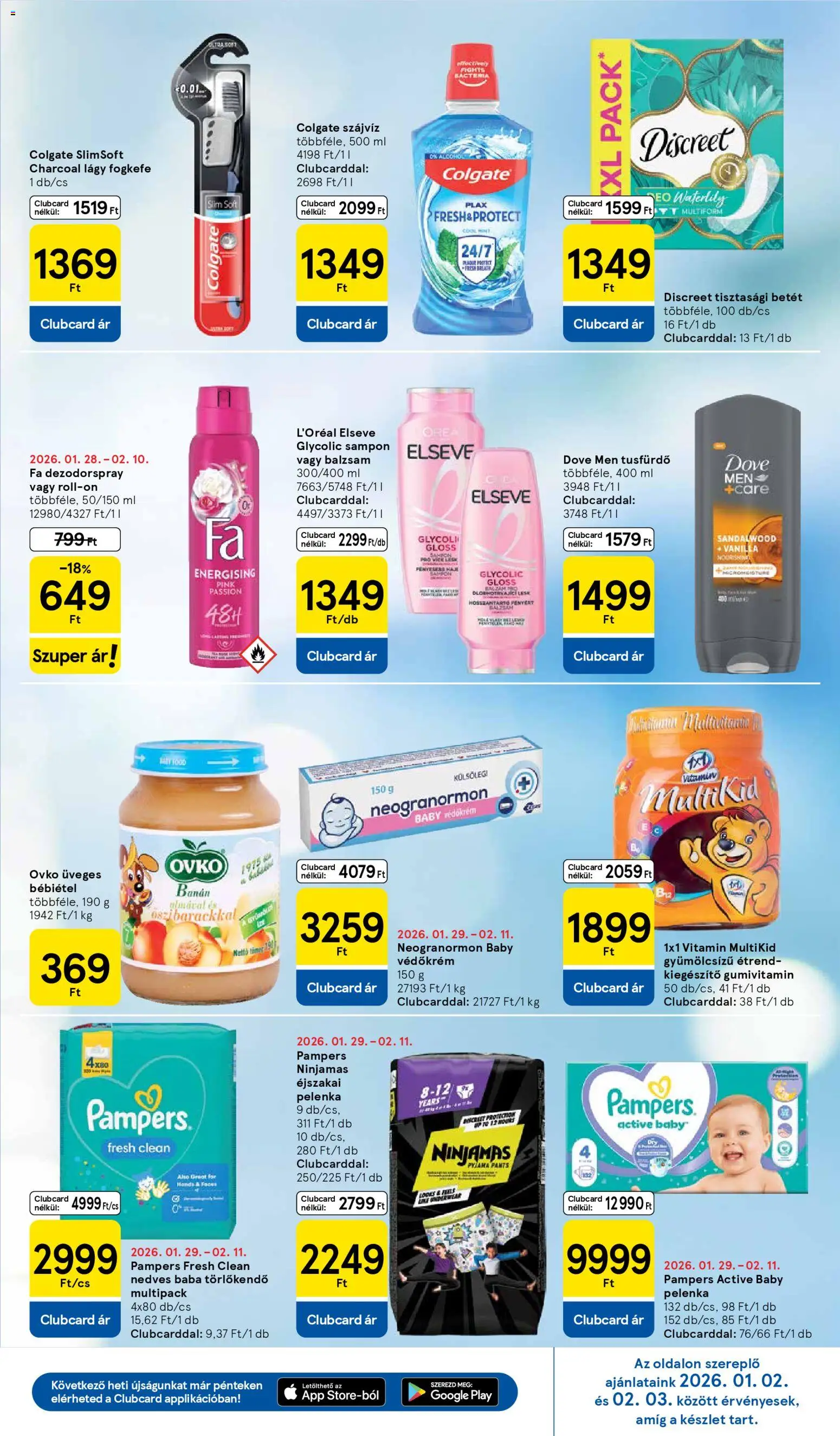 Tesco akciós ujság - amely érvényes a következő dátumtól: 29.01.2026 | Oldal: 9 | Termékek: Törlőkendő, Banán, Szájvíz, Bébiétel