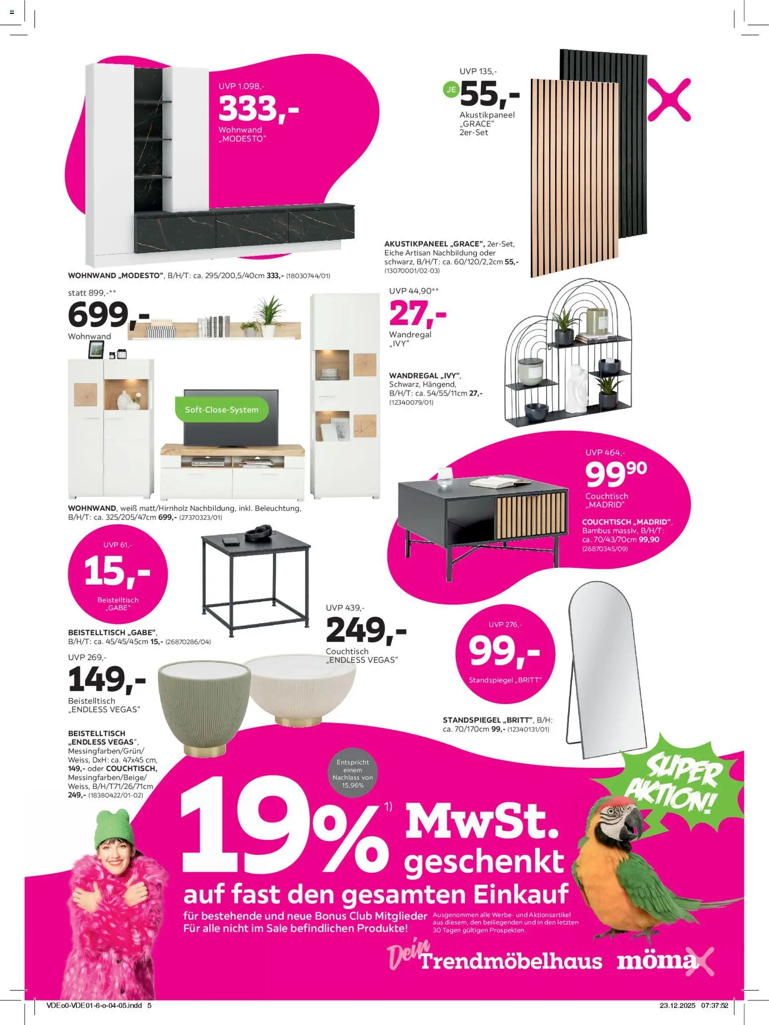 Mömax Prospekt 	 – gültig ab 27.12.2025 | Seite: 5 | Produkte: Wohnwand, Beistelltisch, Wandregal, Couchtisch