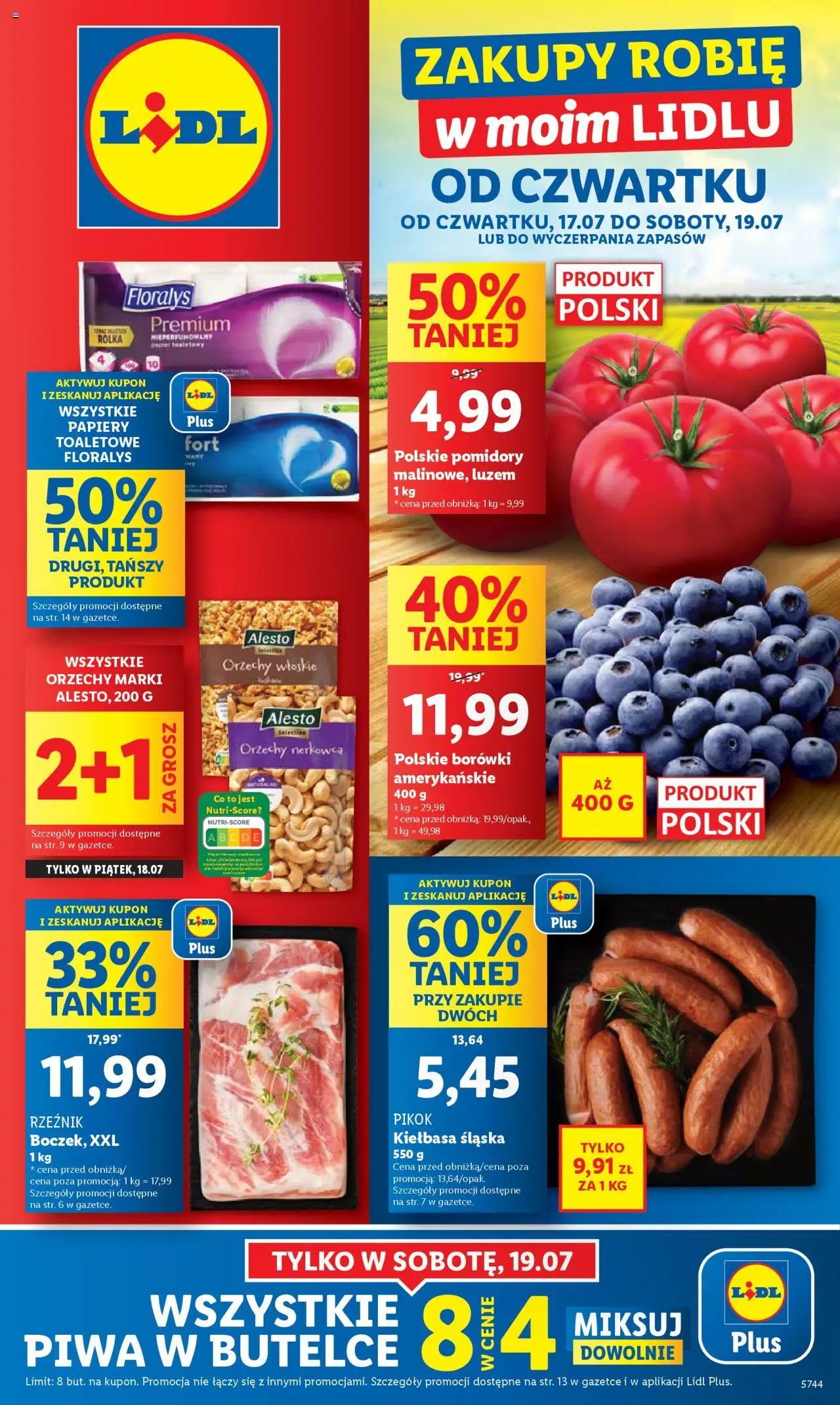 Lidl Gazetka od 17.07.2025 | Strona: 1 | Produkty: Kiełbasa, Orzechy włoskie, Pomidory, Orzechy