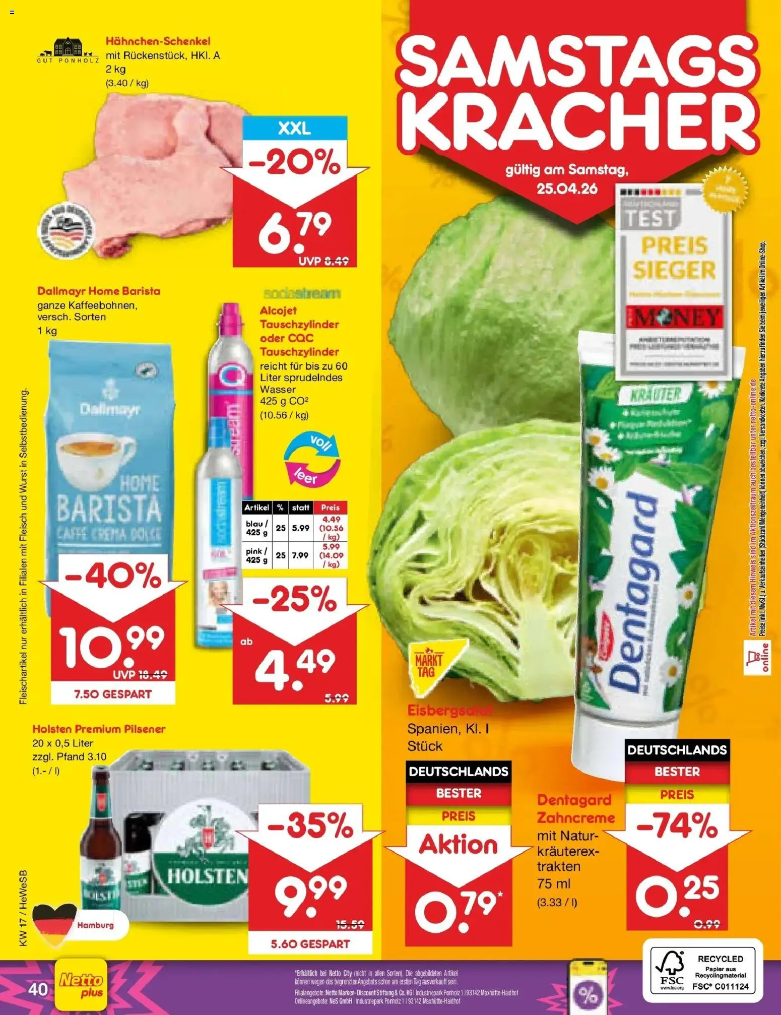 Netto Marken-Discount Prospekt Hamburg	 – gültig ab 20.04.2026 | Seite: 52 | Produkte: Holsten, Wasser, Wurst, Fleisch