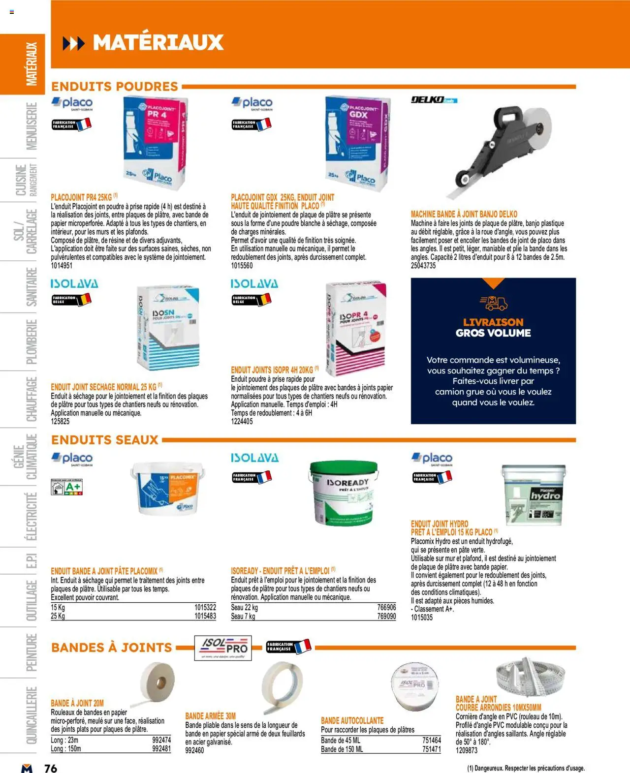  | Page: 76 | Produits: Poudre, Plâtre, Rouleau, Prise