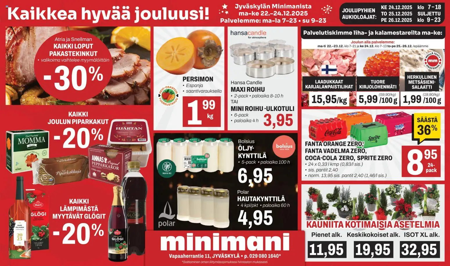 Minimani Tarjoukset - Jyväskylä – voimassa 22.12.2025 alkaen | Sivu: 1 | Tuotteet: Vadelma, Sprite, Fanta, Salaatti