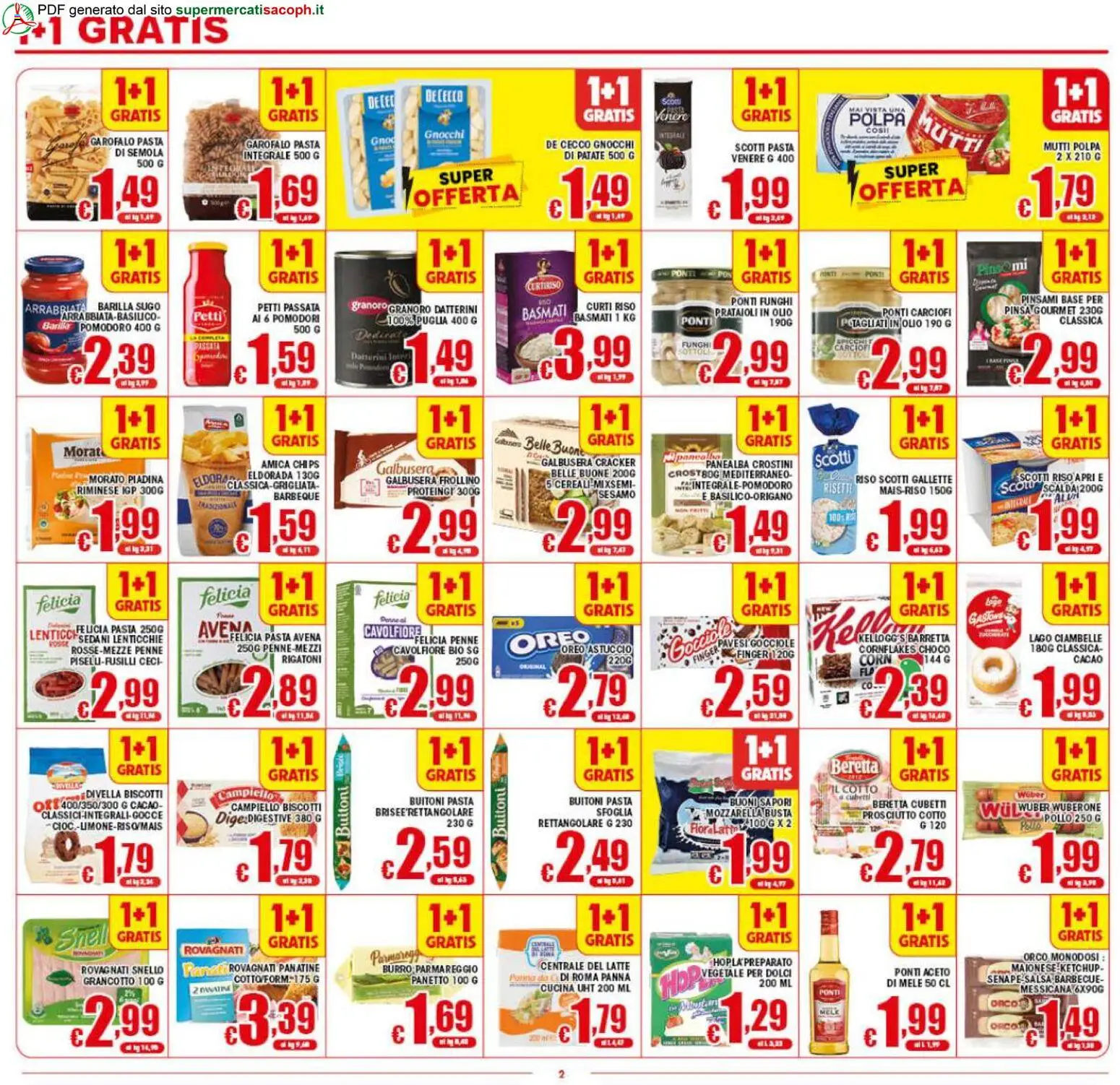 Volantino Sacoph del 29.04.2026 | Pagina: 2 | Prodotti: Biscotti, Latte, Funghi, Cavolfiore