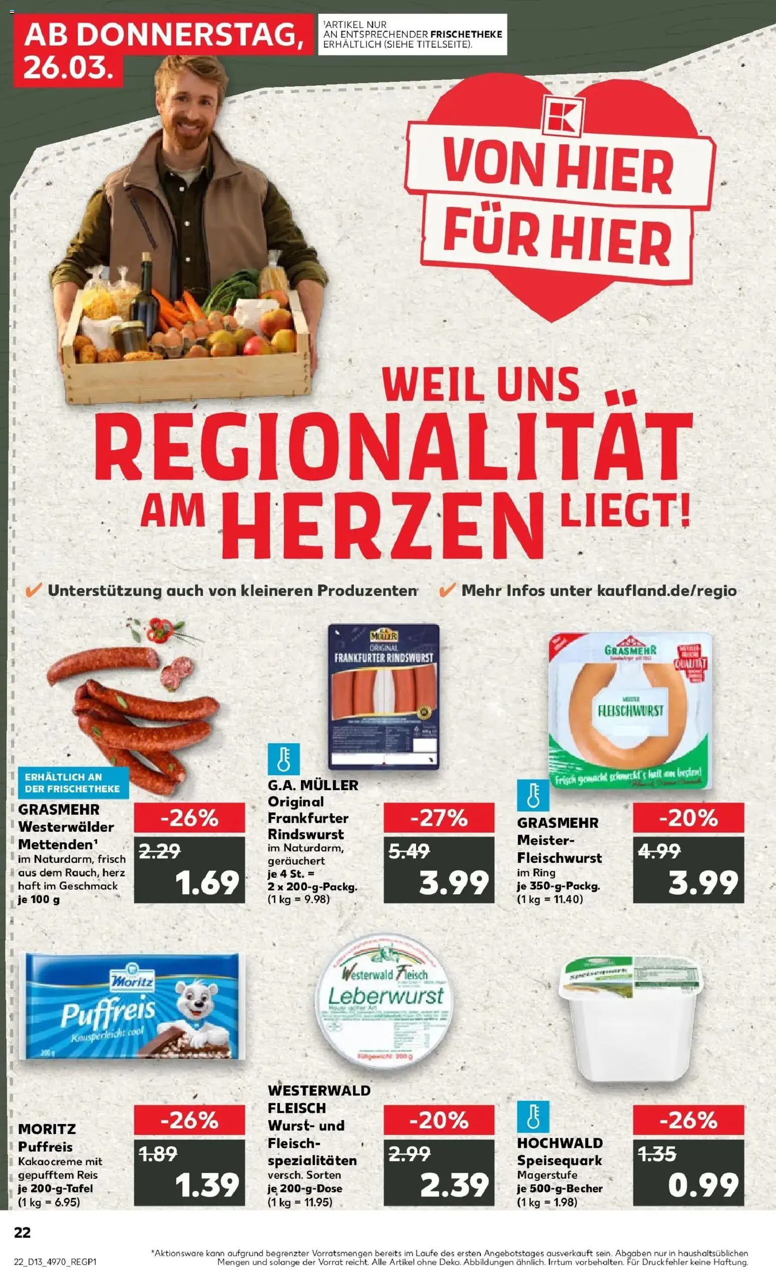 Kaufland Prospekt Bendorf	 – gültig ab 26.03.2026 | Seite: 22 | Produkte: Quark, Reis, Fleisch, Speisequark