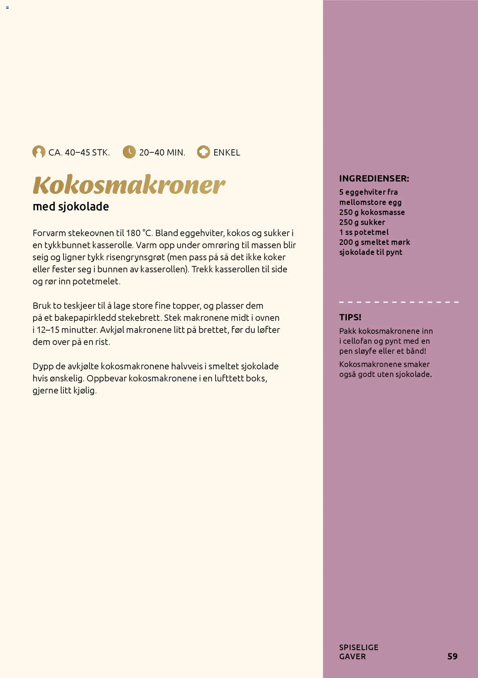 {H1} | Side: 59 | Produkter: Egg, Sukker, Strandväska, Sløyfe