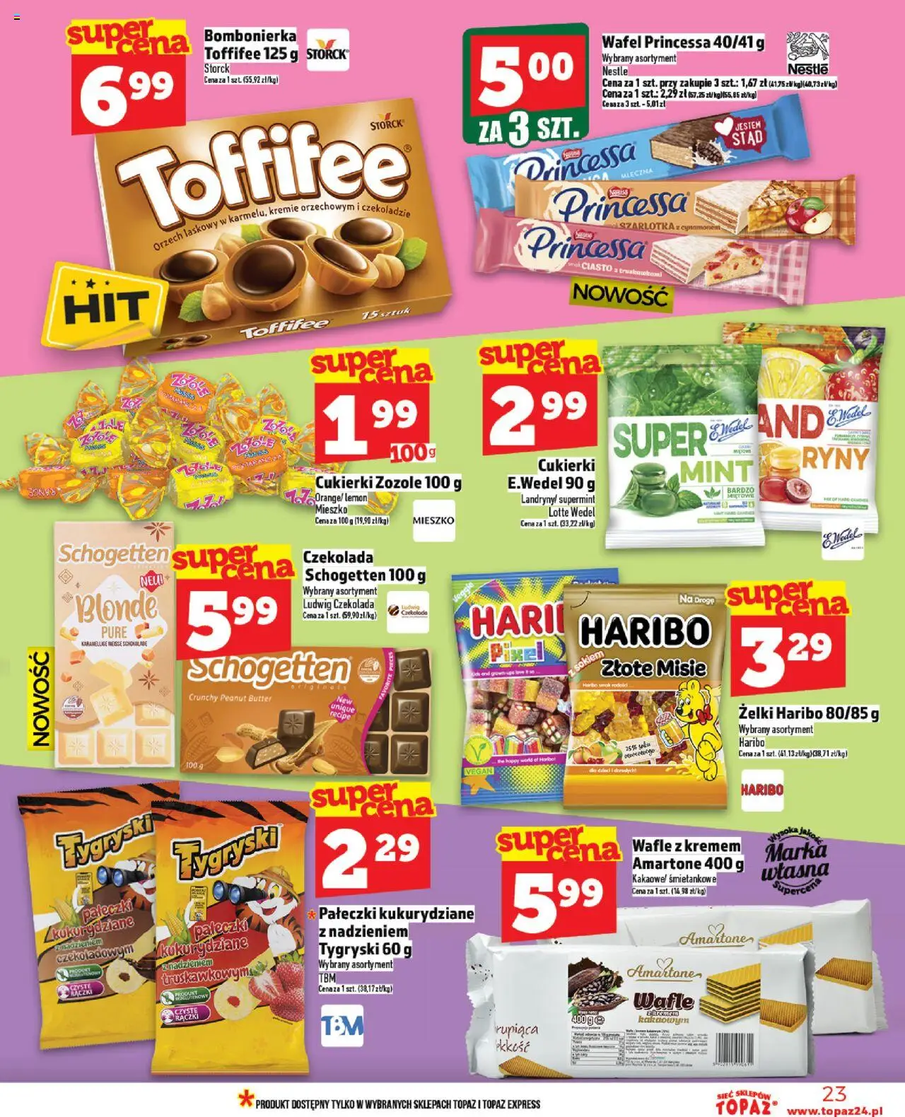 Topaz Gazetka - Ceny małe na stałe od 07.08.2025 | Strona: 23 | Produkty: Cytryna, Cukierki zozole, Wafle, Żelki