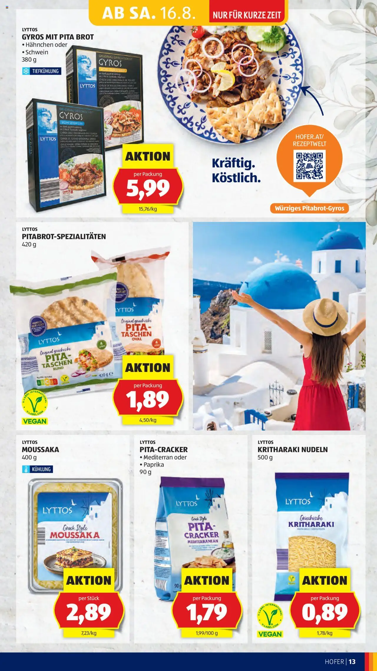Hofer AT akciós ujság - amely érvényes a következő dátumtól: 14.08.2025 | Oldal: 15 | Termékek: Pita, Vegán