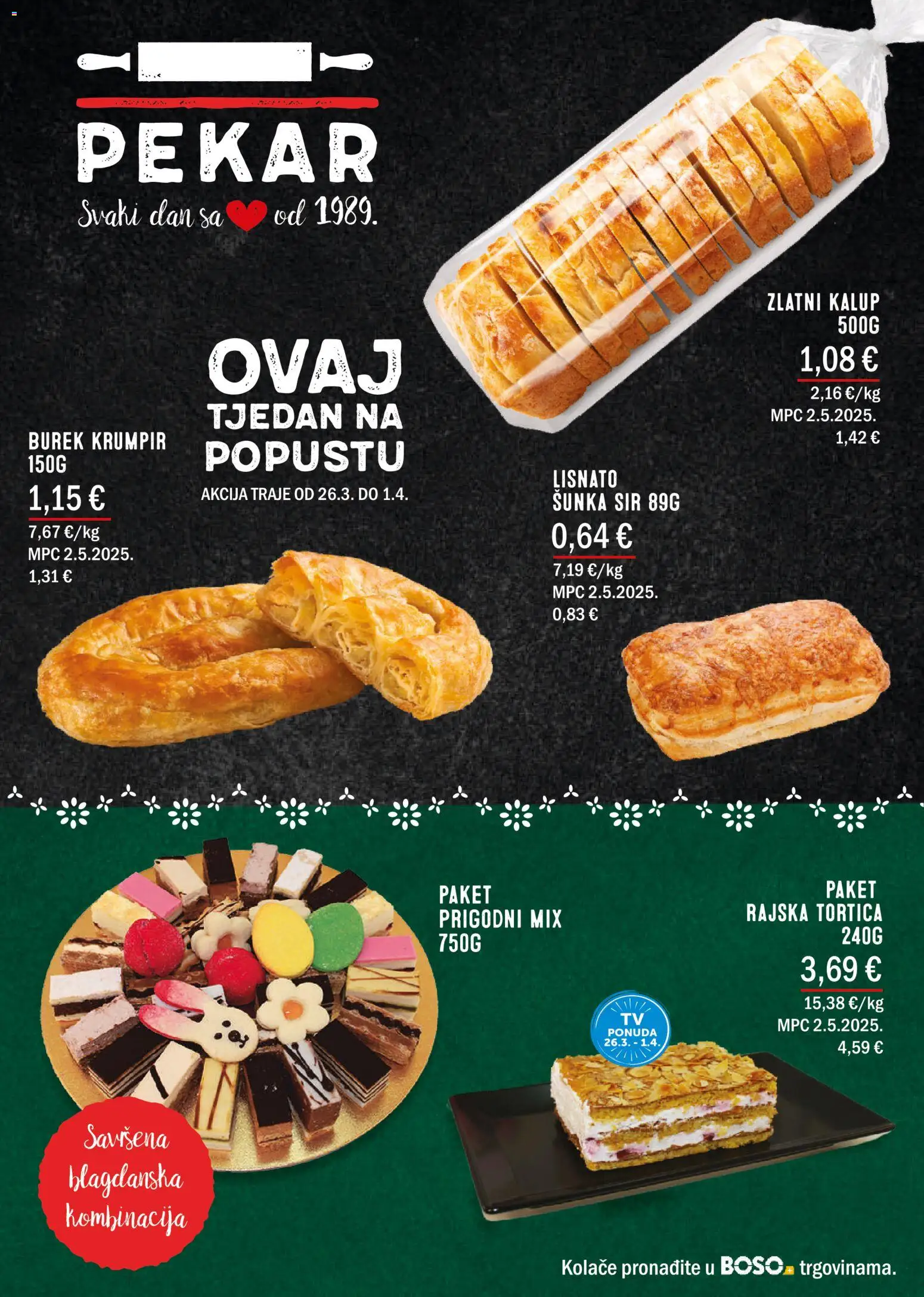 Boso katalog | vrijedi od 26.03.2026 | Stranica: 2 | Proizvodi: Sir, Šunka, Krumpir, Burek