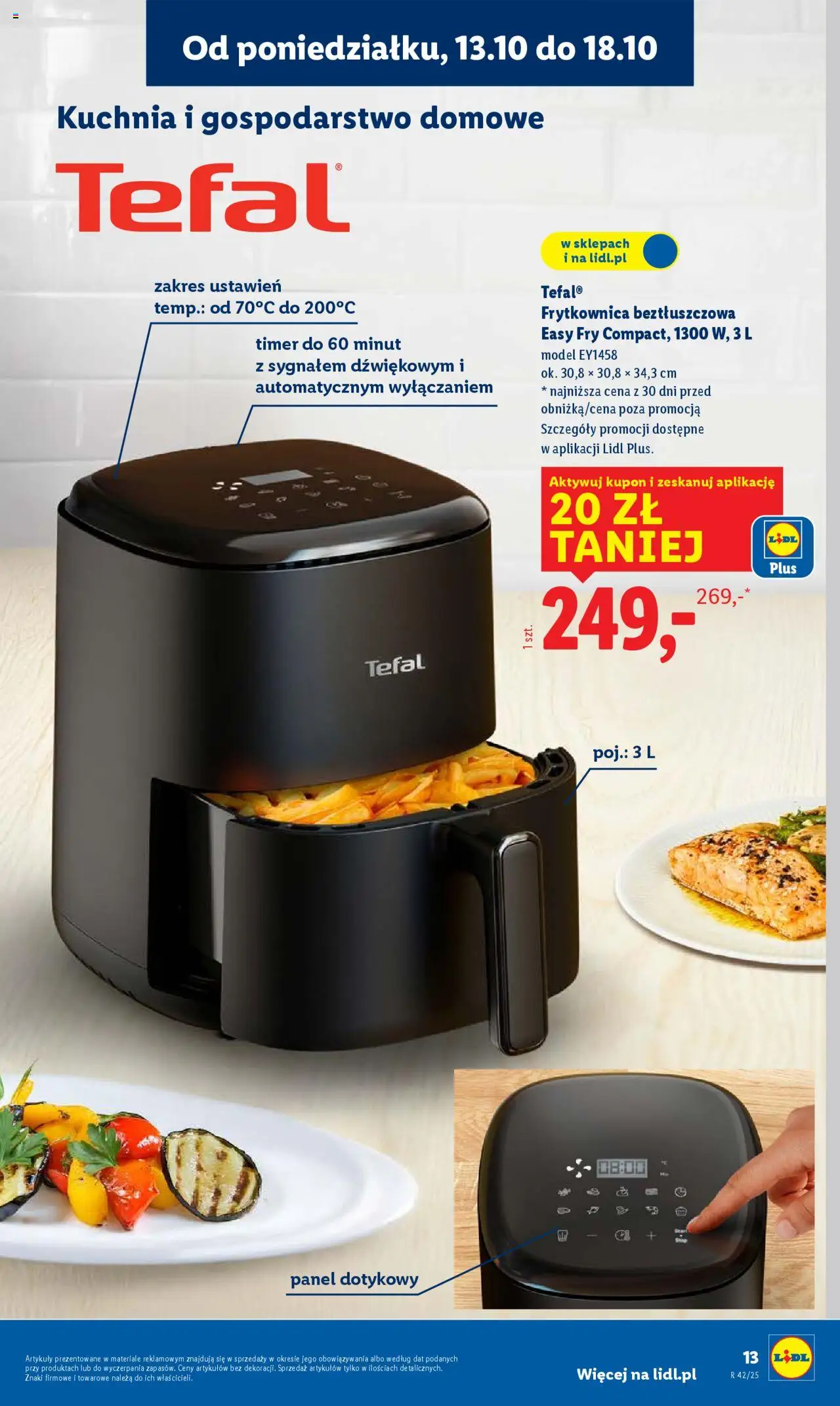 Lidl Katalog od 13.10.2025 | Strona: 13 | Produkty: Frytkownica, Frytkownica beztłuszczowa, Tefal