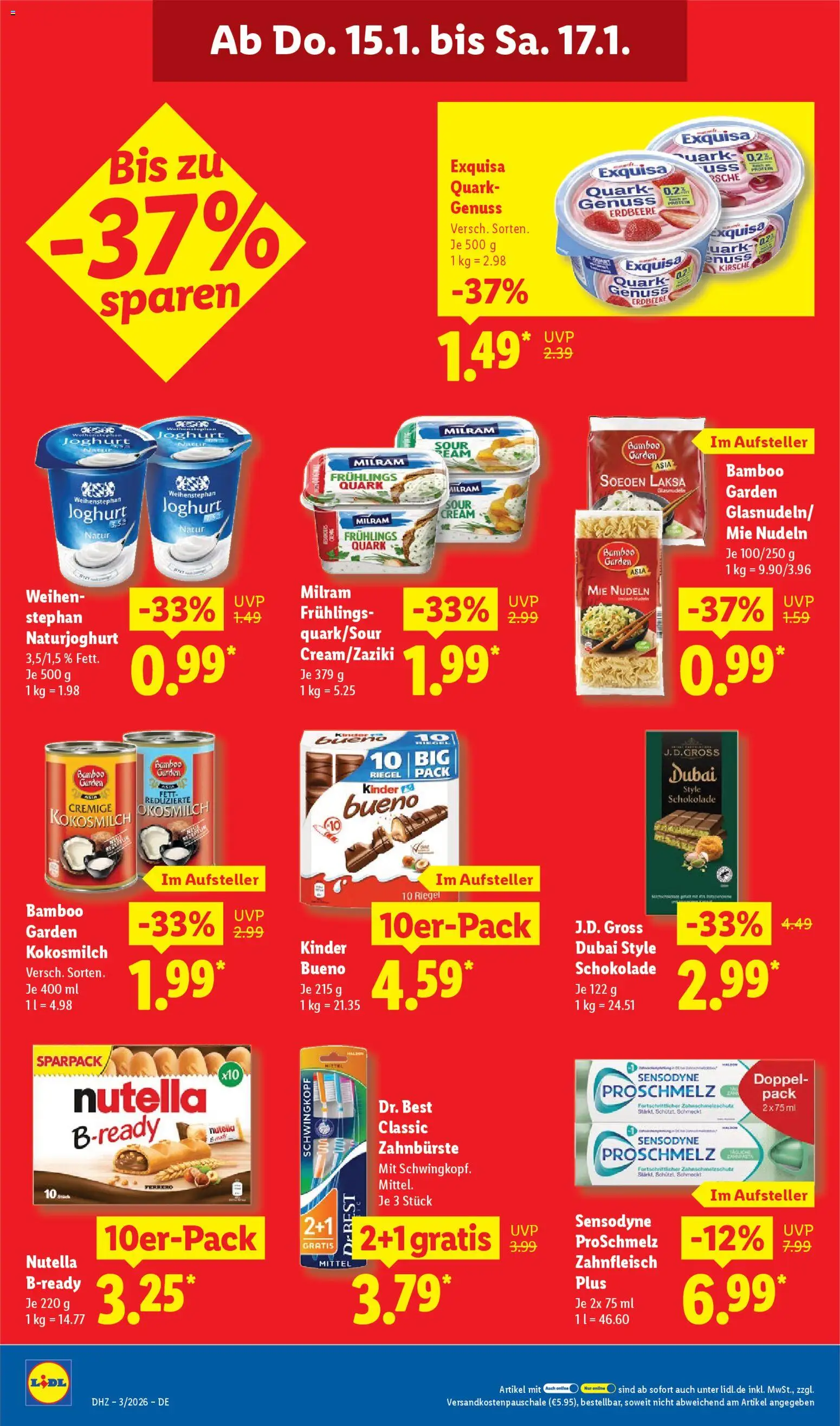 Lidl Prospekt Aarbergen – gültig ab 12.01.2026 | Seite: 62 | Produkte: Schokolade, Nutella, Exquisa, Zahnbürste