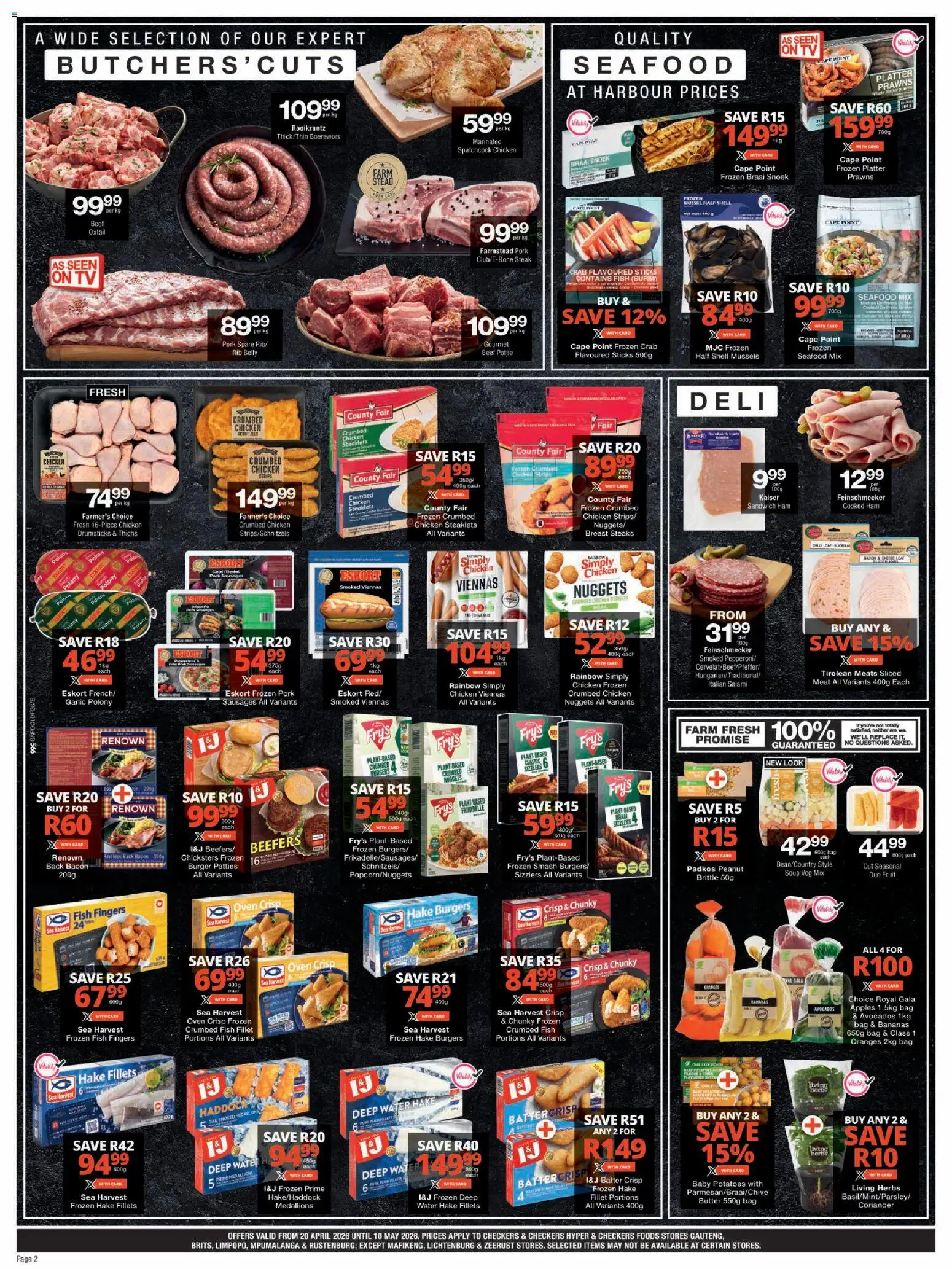 New Checkers catalogue – valid from 20.04.2026 | Page: 2 | Products: Platter, TV, Apples, Bananas