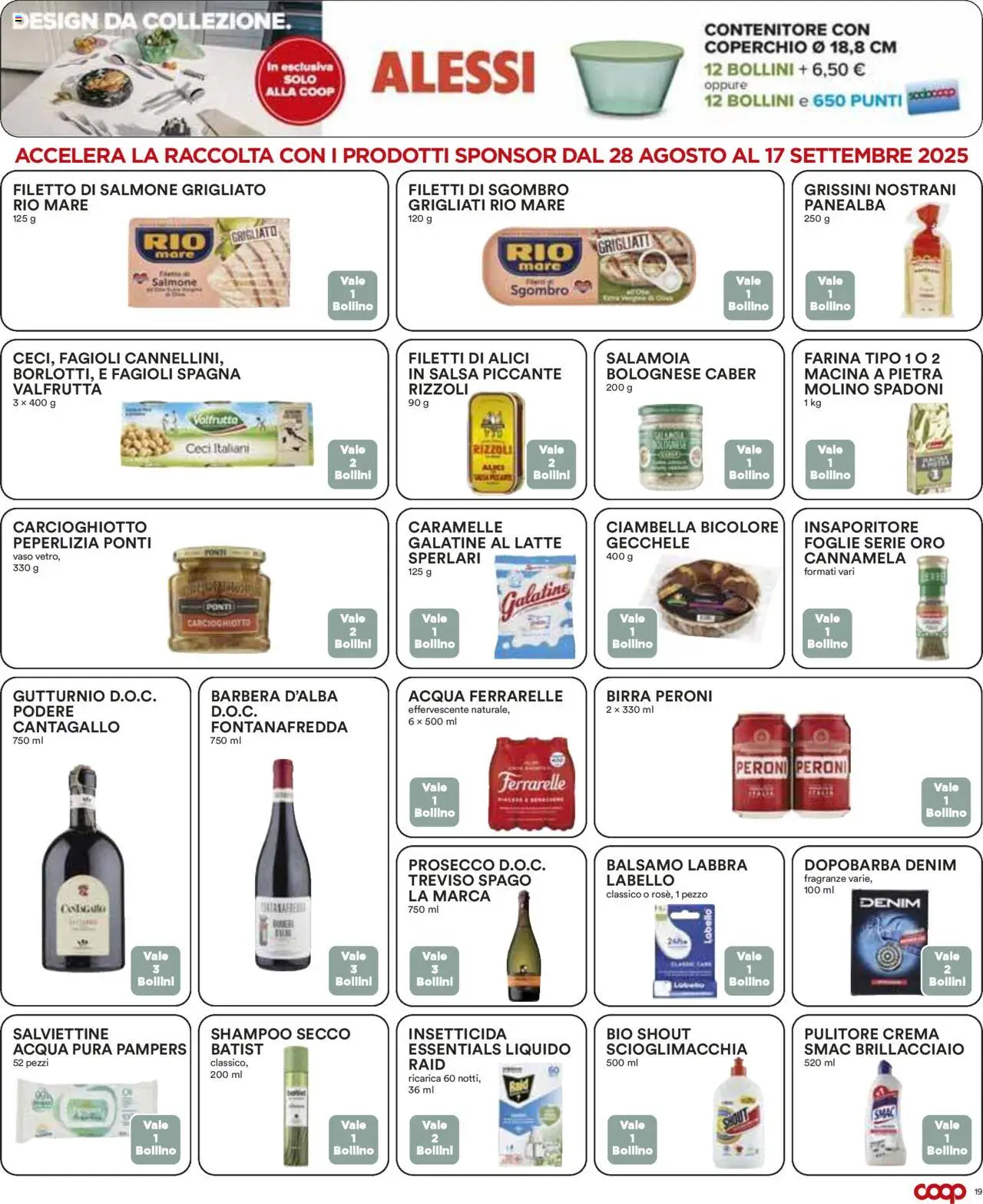 Volantino COOP del 28.08.2025 | Pagina: 19 | Prodotti: Acqua, Salsa, Ferrarelle, Vaso